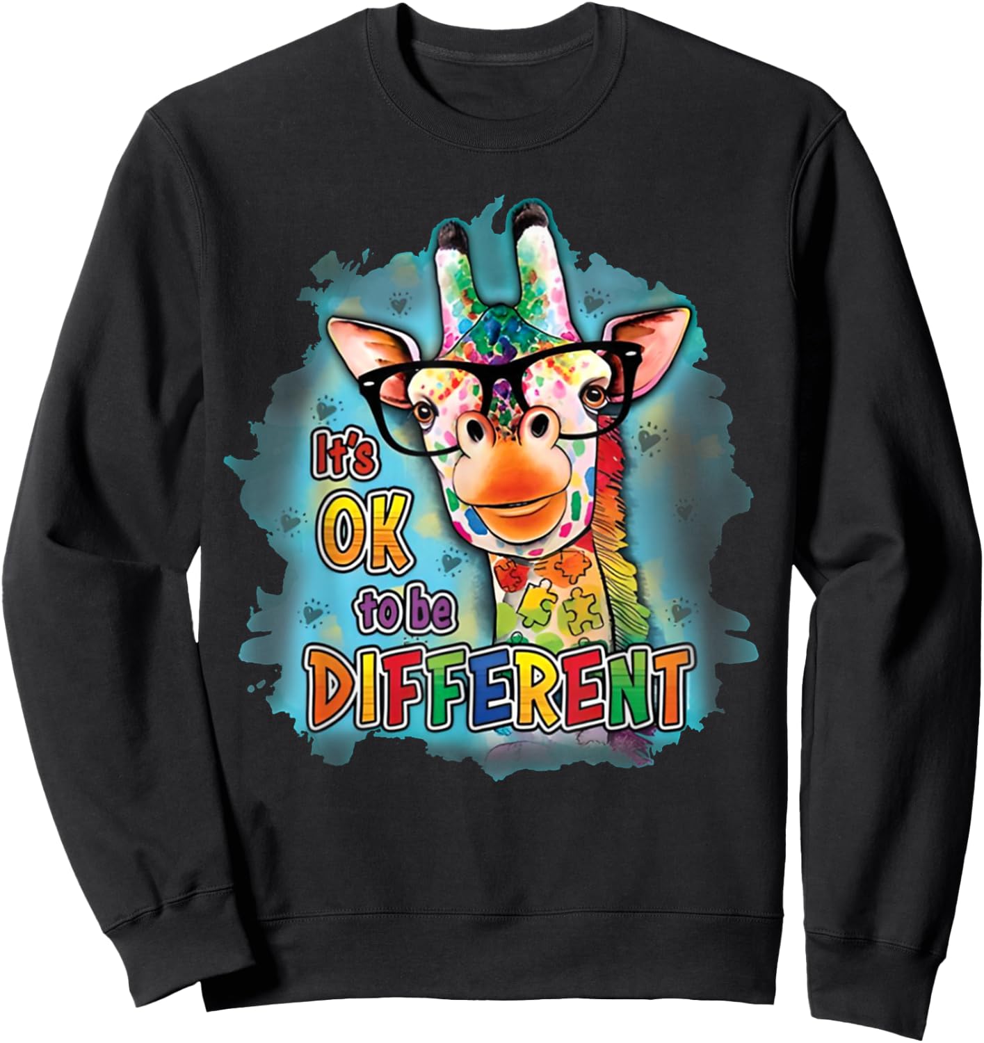 Autism Awareness Its Ok To Be Different Cute Giraffe Animal Sweatshirt - Sweatshirt | Black
