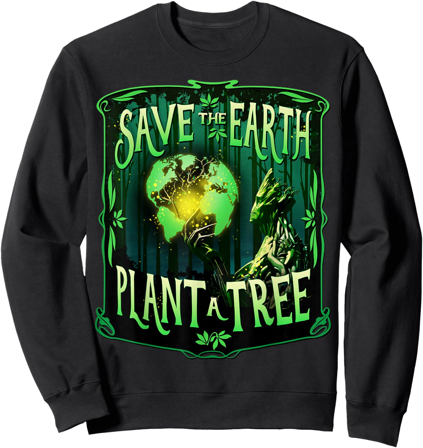 Marvel Earth Day Groot Save The Earth Plant A Tree Sweatshirt - Sweatshirt | Black