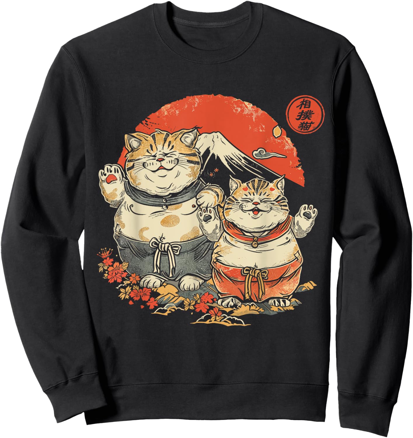 Japanese Sumo Cats Men Women Kids Sweatshirt - Sweatshirt | Black