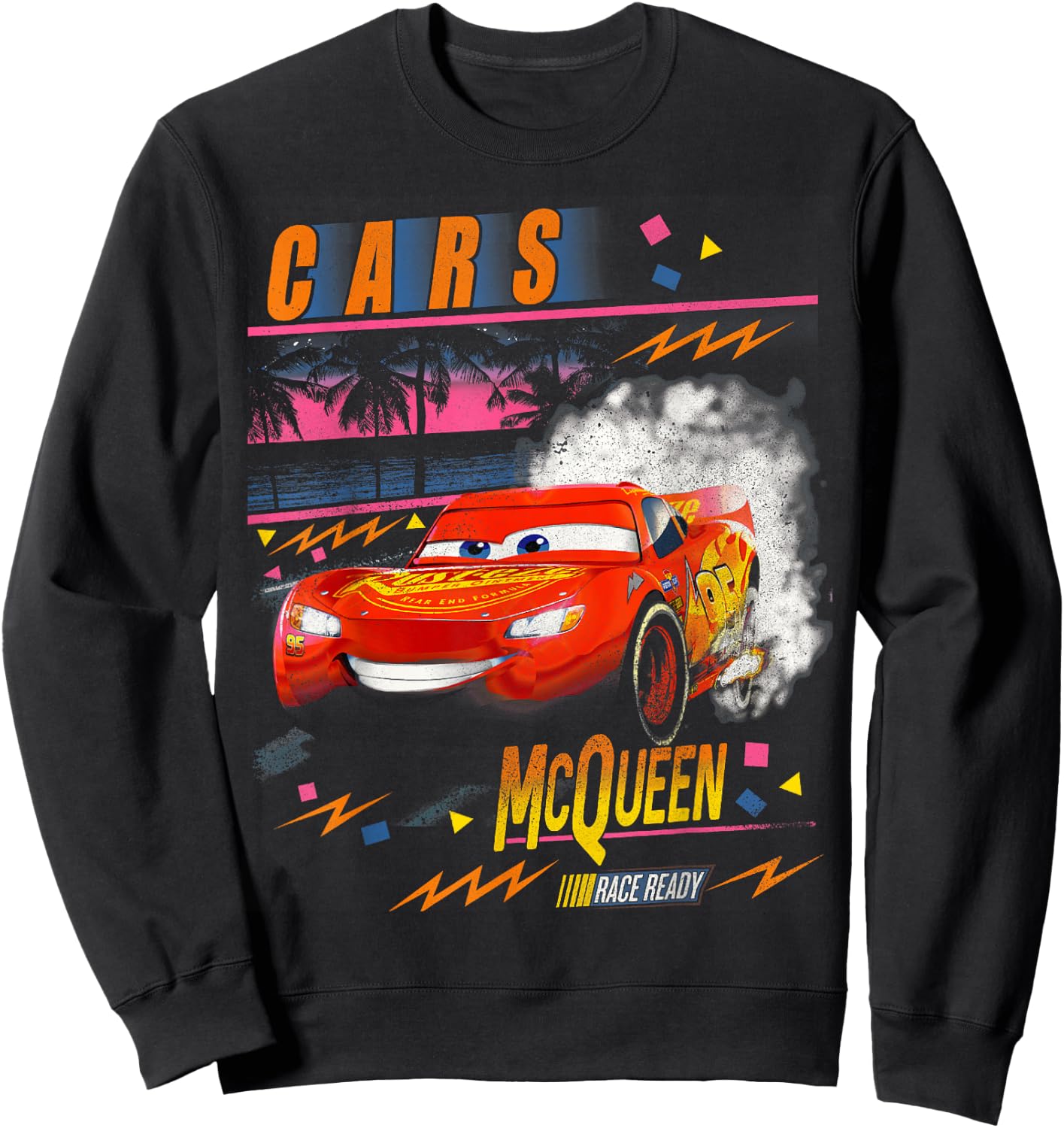 Disney Pixar Cars Lightning McQueen Palm Tree Sunset Sweatshirt - Sweatshirt | Black