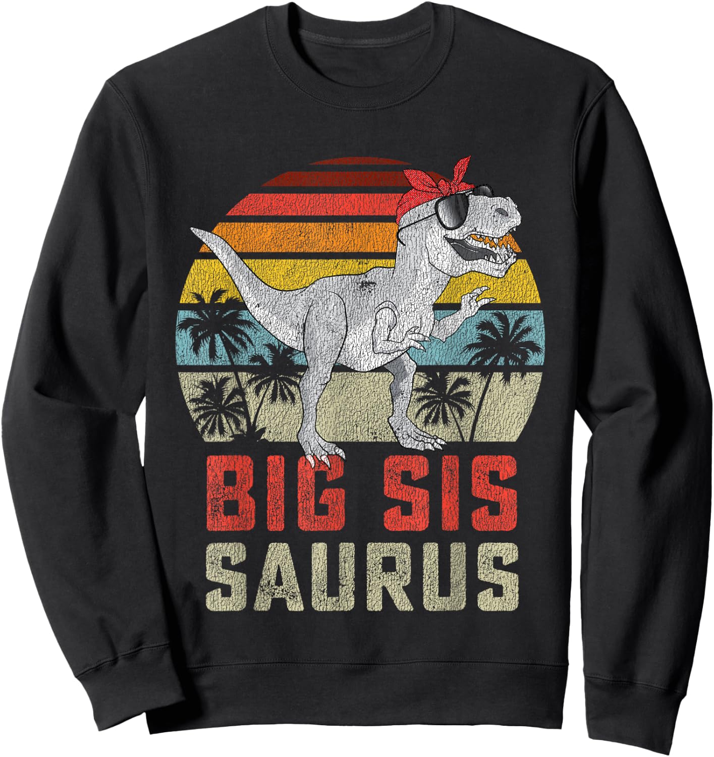 Bigsissaurus T Rex Dinosaur Big Sis Saurus Sister Family Sweatshirt - Sweatshirt | Black