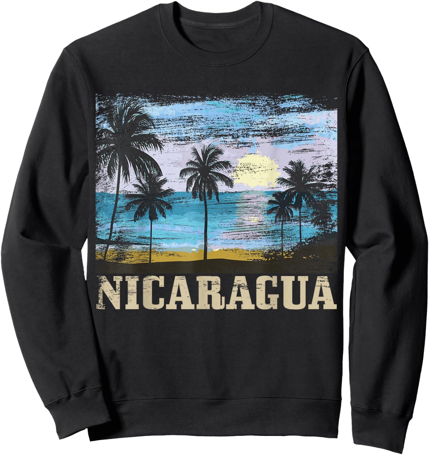 Nicaragua Vintage Surfer Beach Souvenir Nica Sweatshirt - Sweatshirt | Black