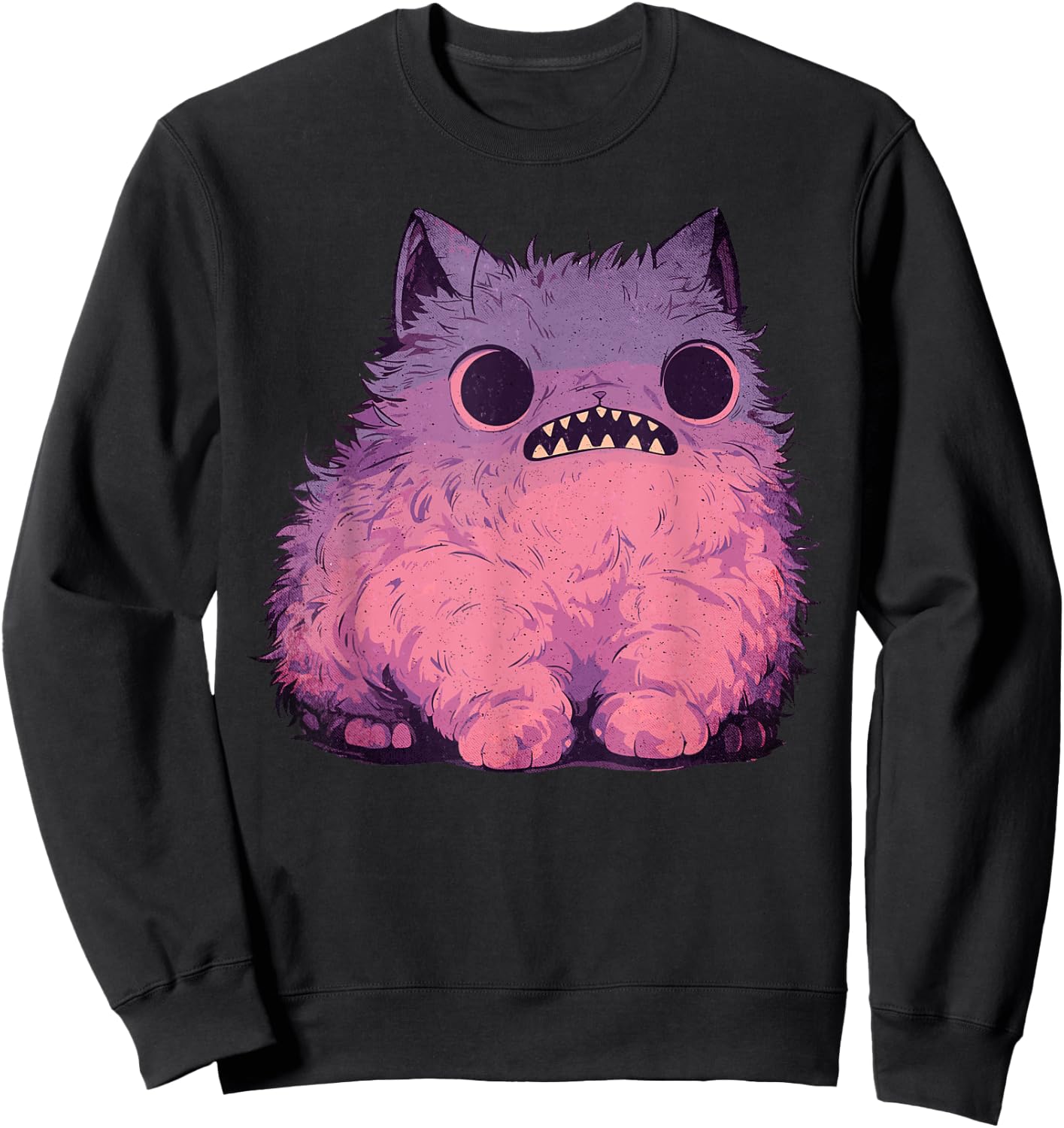 Cat Monster Graphic Kawaii Pastel Goth Anime Aesthetic Goth Men Women Kids Sweatshirt - Sweatshirt | Black