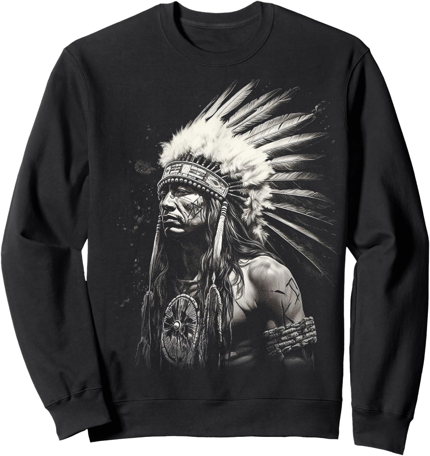 Native American Indian Design Warrior Native American Sweatshirt - Sweatshirt | Black