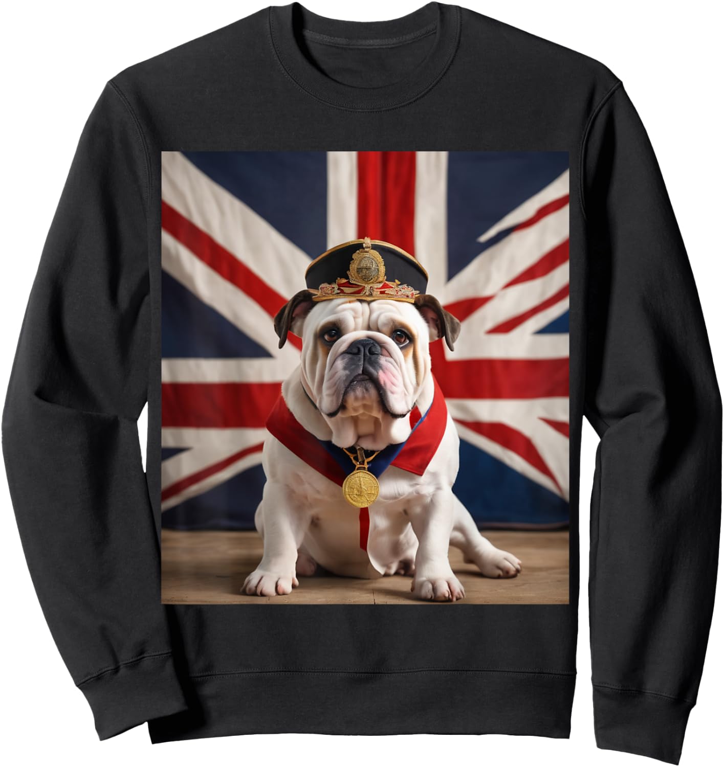 British Bulldog Patriotic Union Jack Men Sweatshirt - Sweatshirt | Black