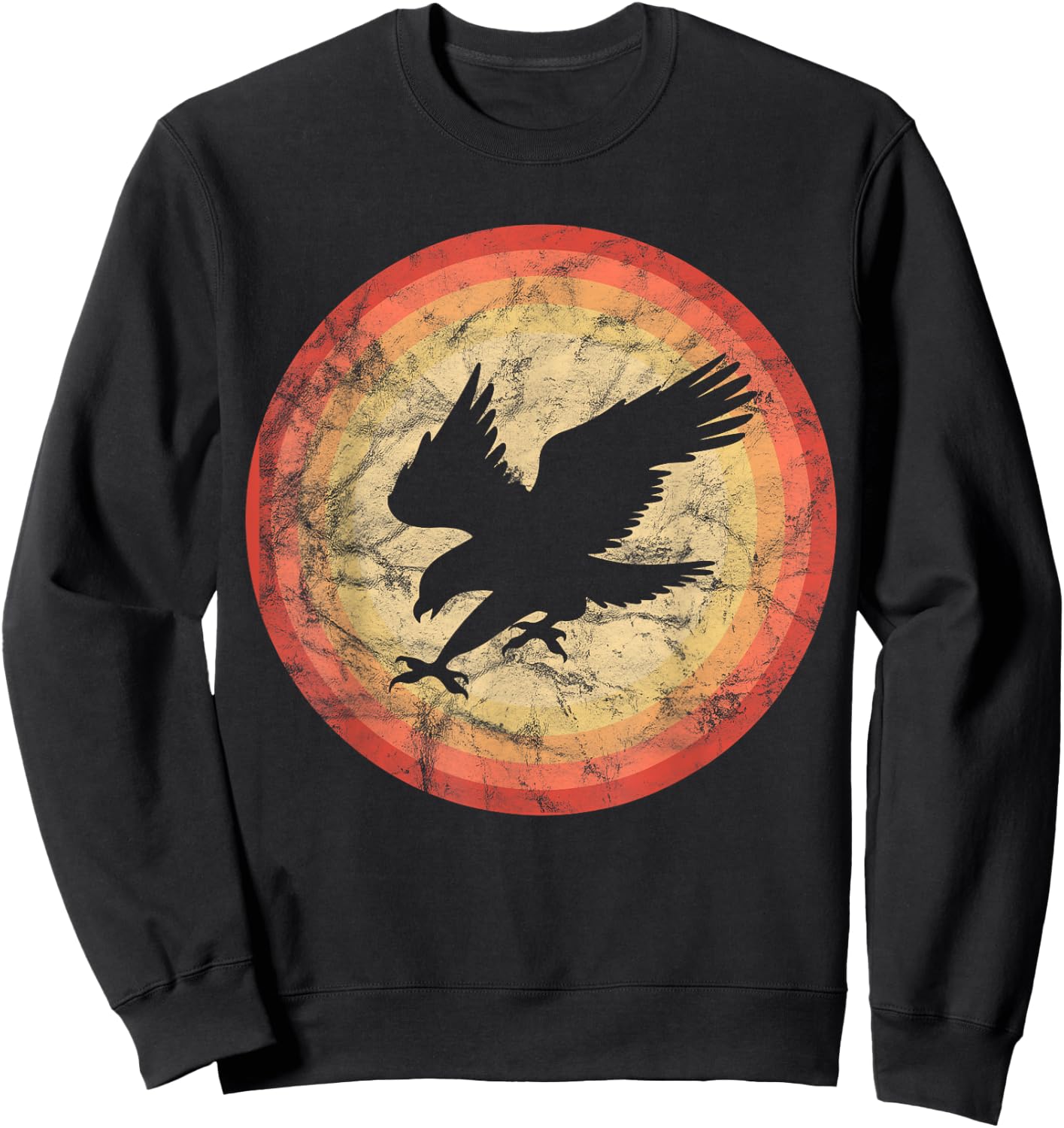 Vintage Retro Hawk Bird Sunset Sweatshirt - Sweatshirt | Black