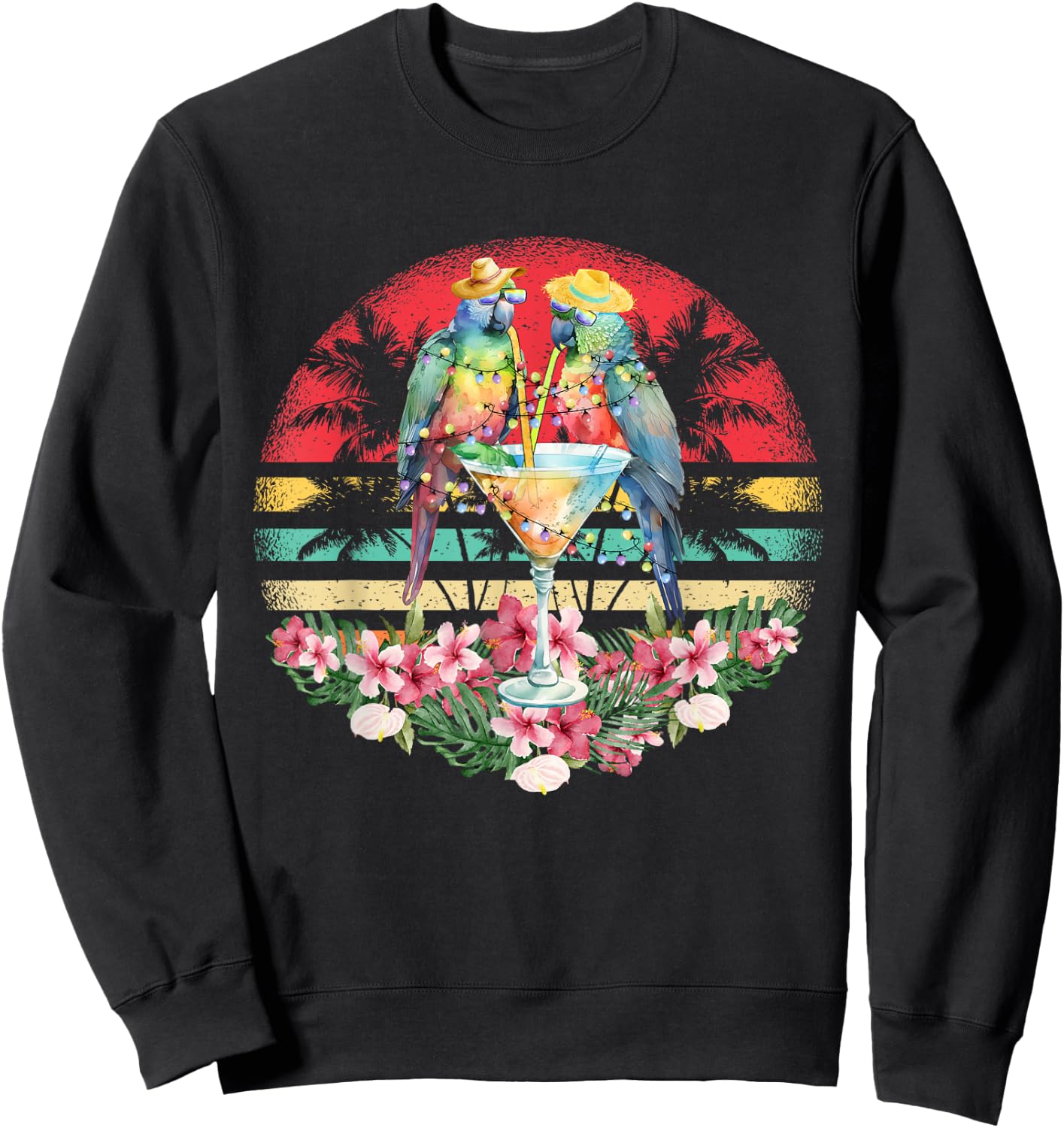 Parrots Drinking Margarita On Summer Funny parrot Lovers Men Women Kids Sweatshirt - Sweatshirt | Black