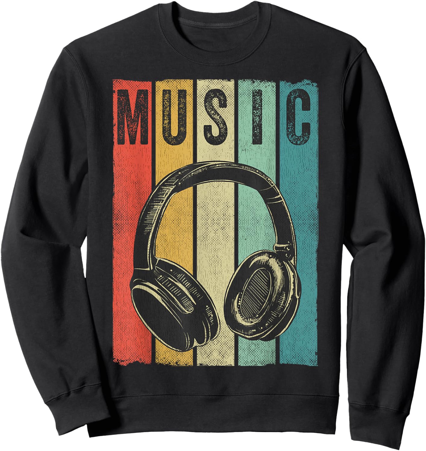 Electronic Music Lover DJ Gift Vintage Retro Headphones Small Sweatshirt - Sweatshirt | Black