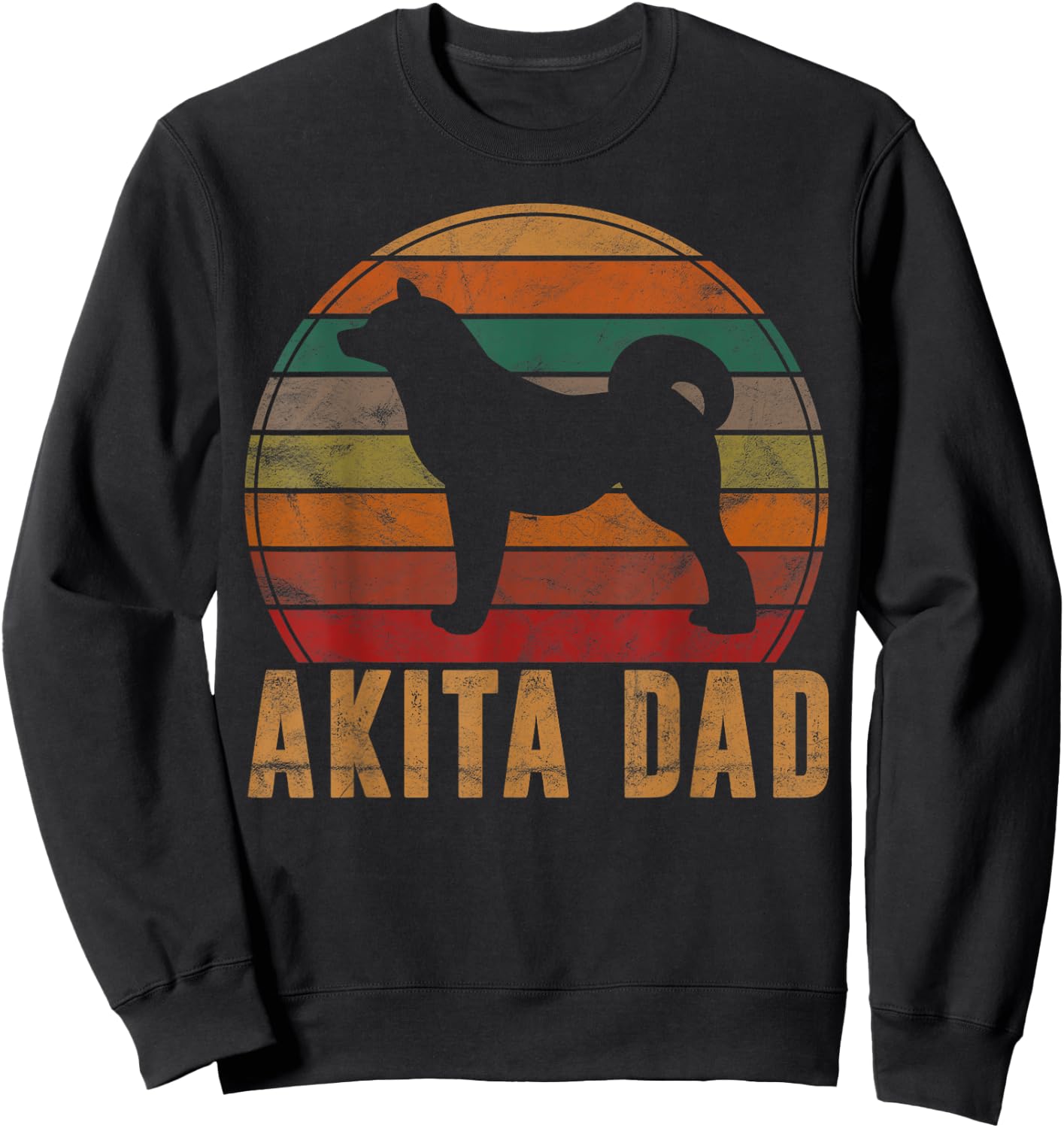 Retro Akita Dad Gift Akita Daddy Dog Owner Pet Father Sweatshirt - Sweatshirt | Black