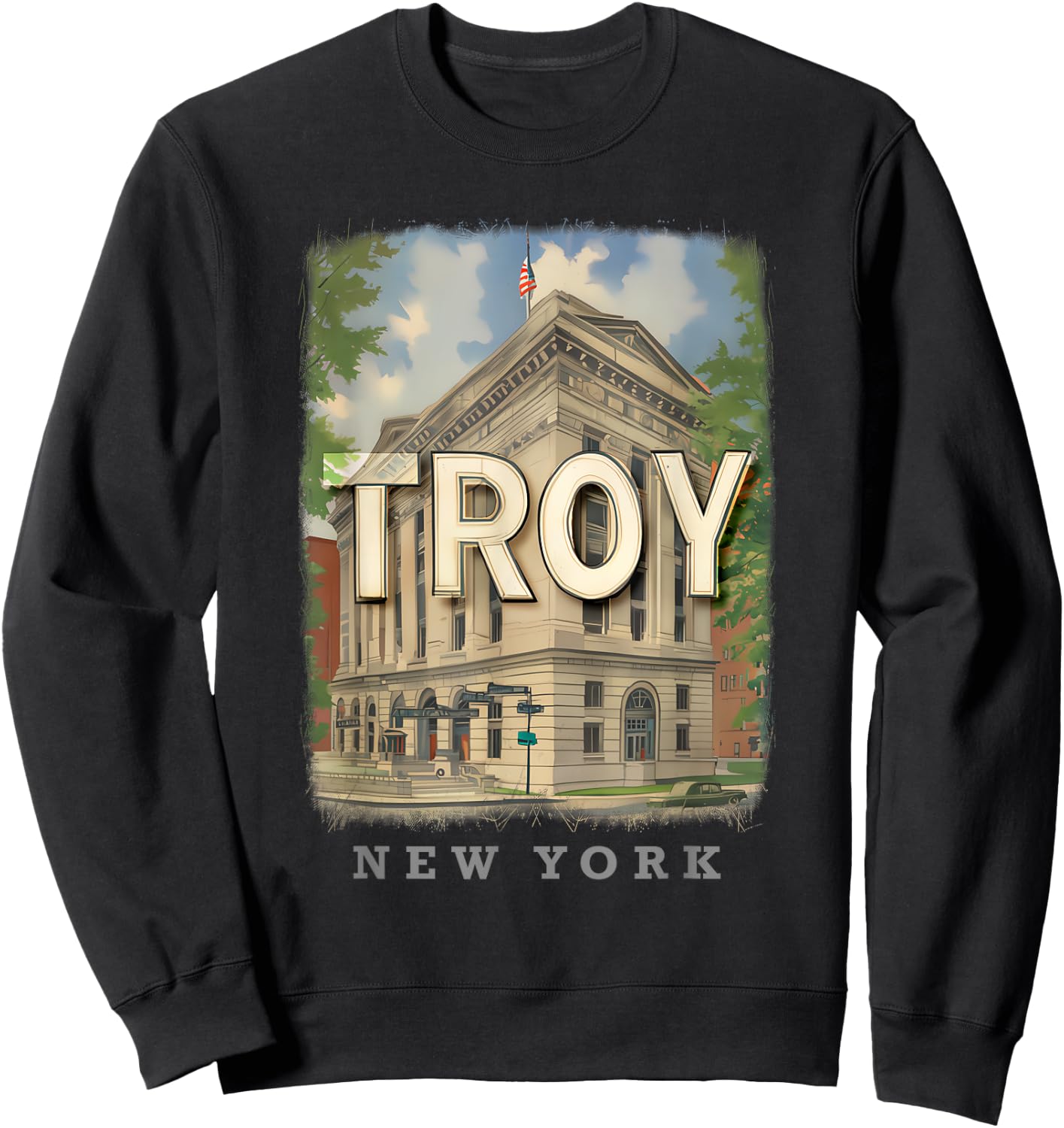 Troy New York NY Historic Architecture SD581 Sweatshirt - Sweatshirt | Black