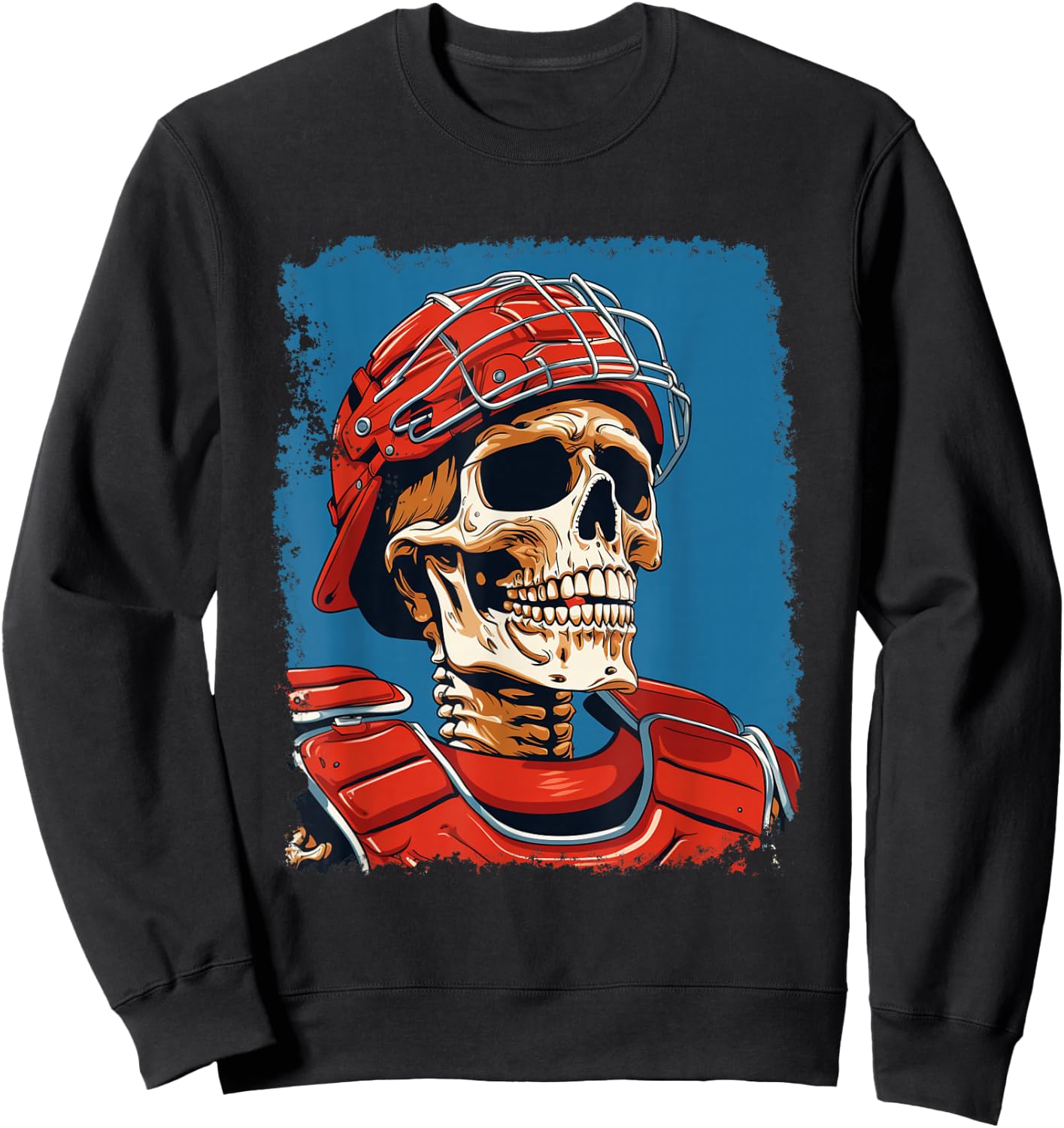 Softball Skeleton Baseball Catcher Sweatshirt - Sweatshirt | Black