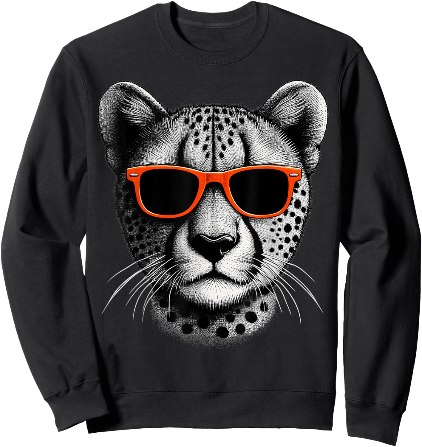 Cool Cheetah Wearing Sunglasses Graphic Art Sweatshirt - Sweatshirt | Black