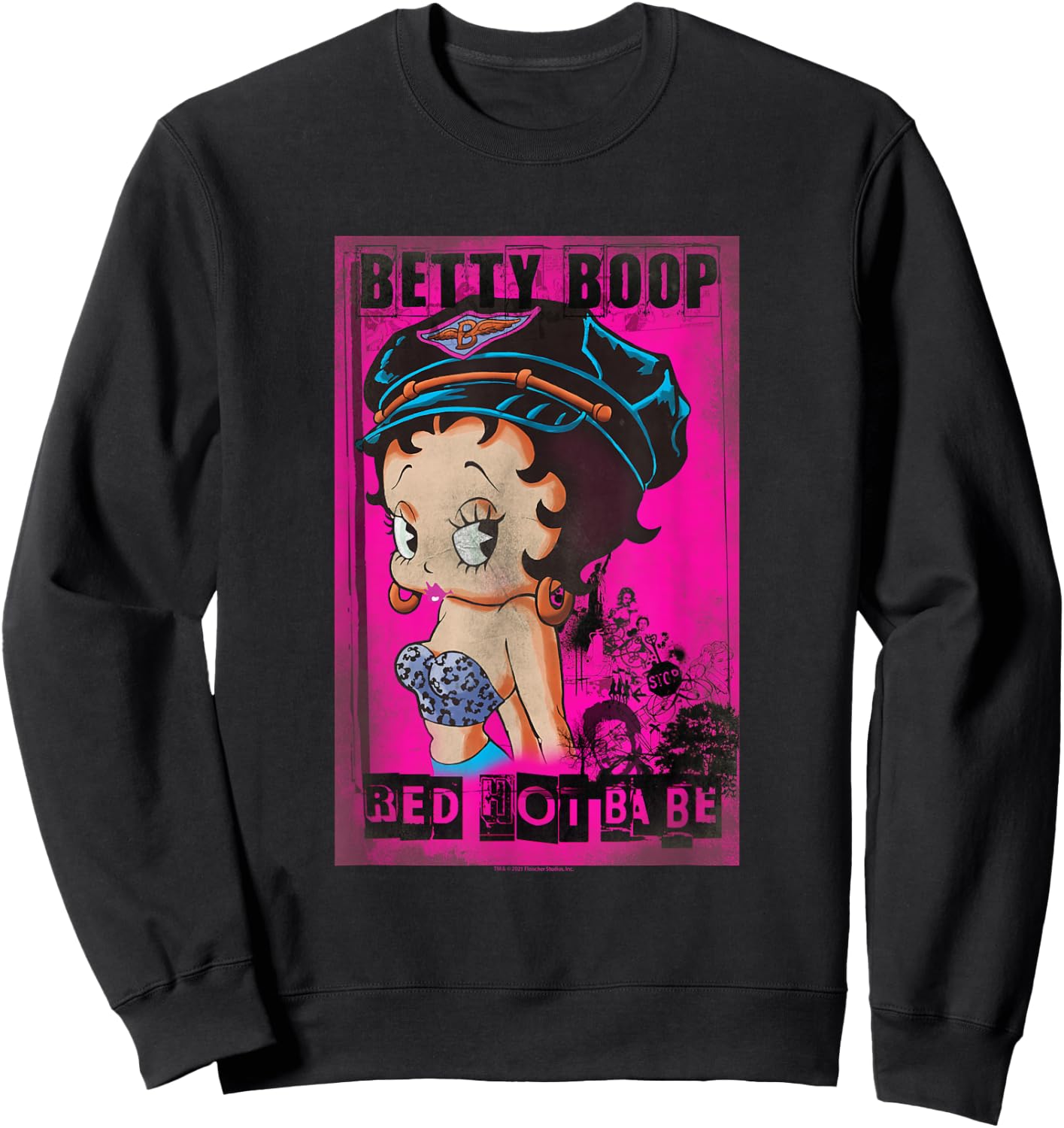 Betty Boop Red Hot Biker Betty Sweatshirt - Sweatshirt | Black