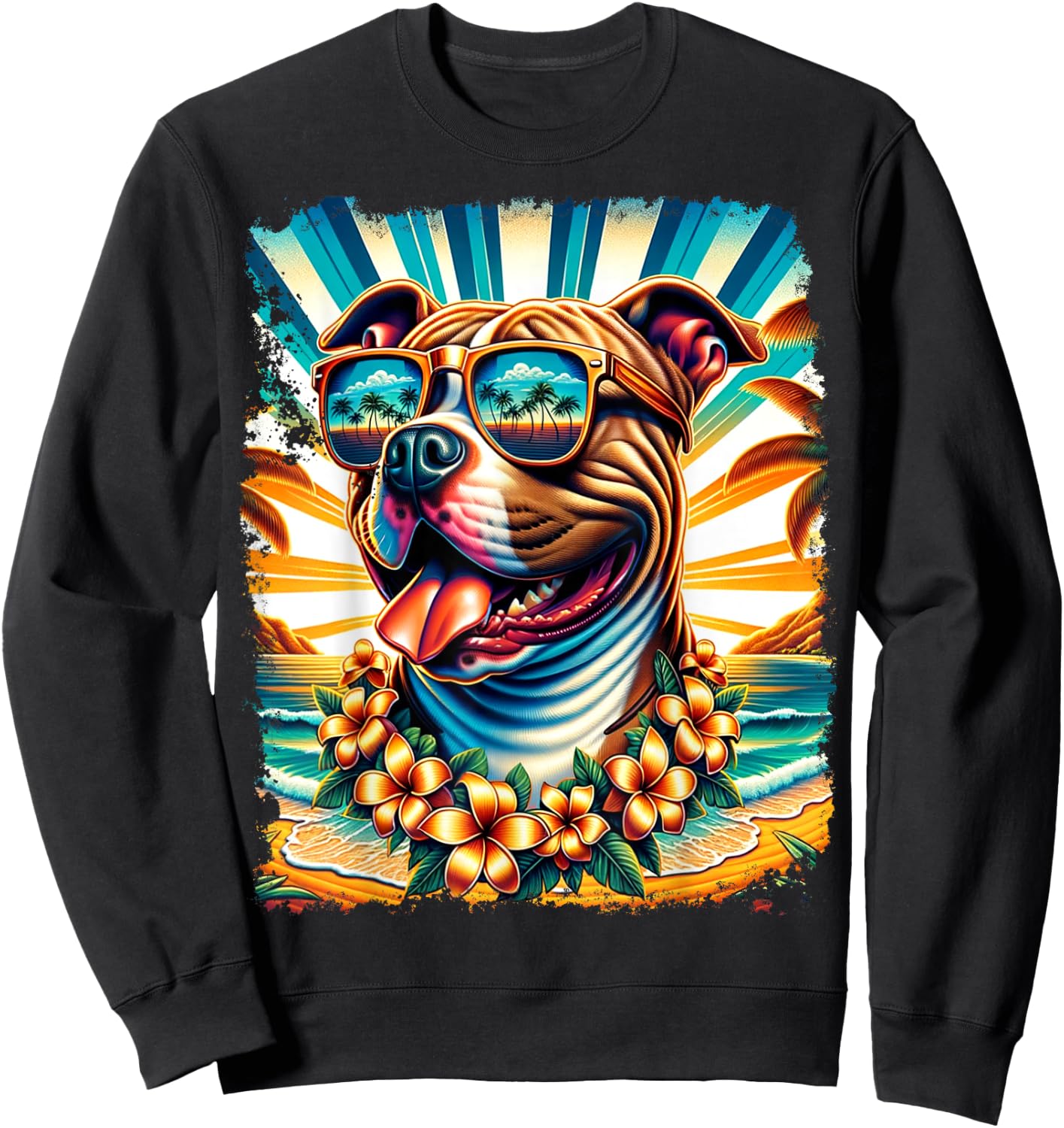Pitbull Hawaiian Sweatshirt - Sweatshirt | Black