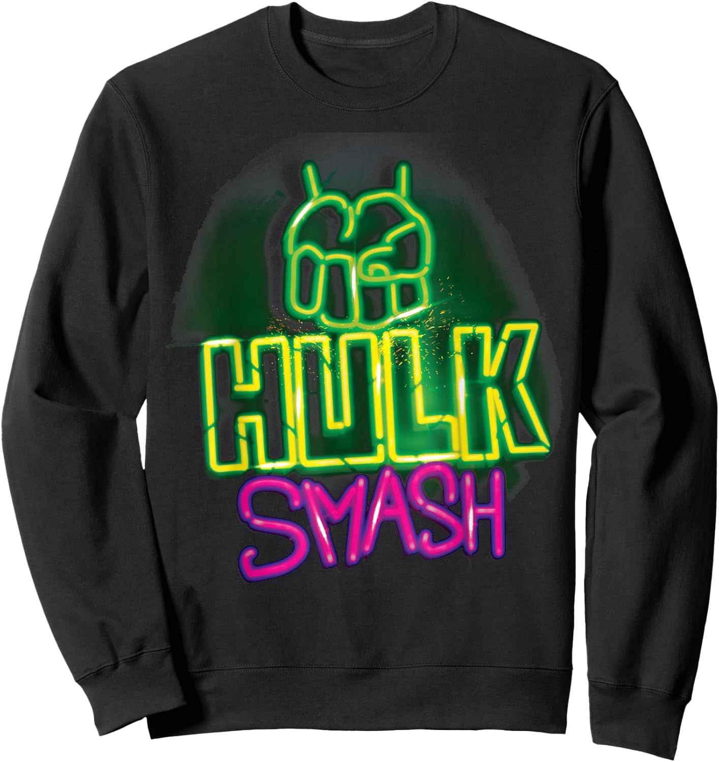 Marvel Hulk Smash Neon Sign Poster Sweatshirt - Sweatshirt | Black