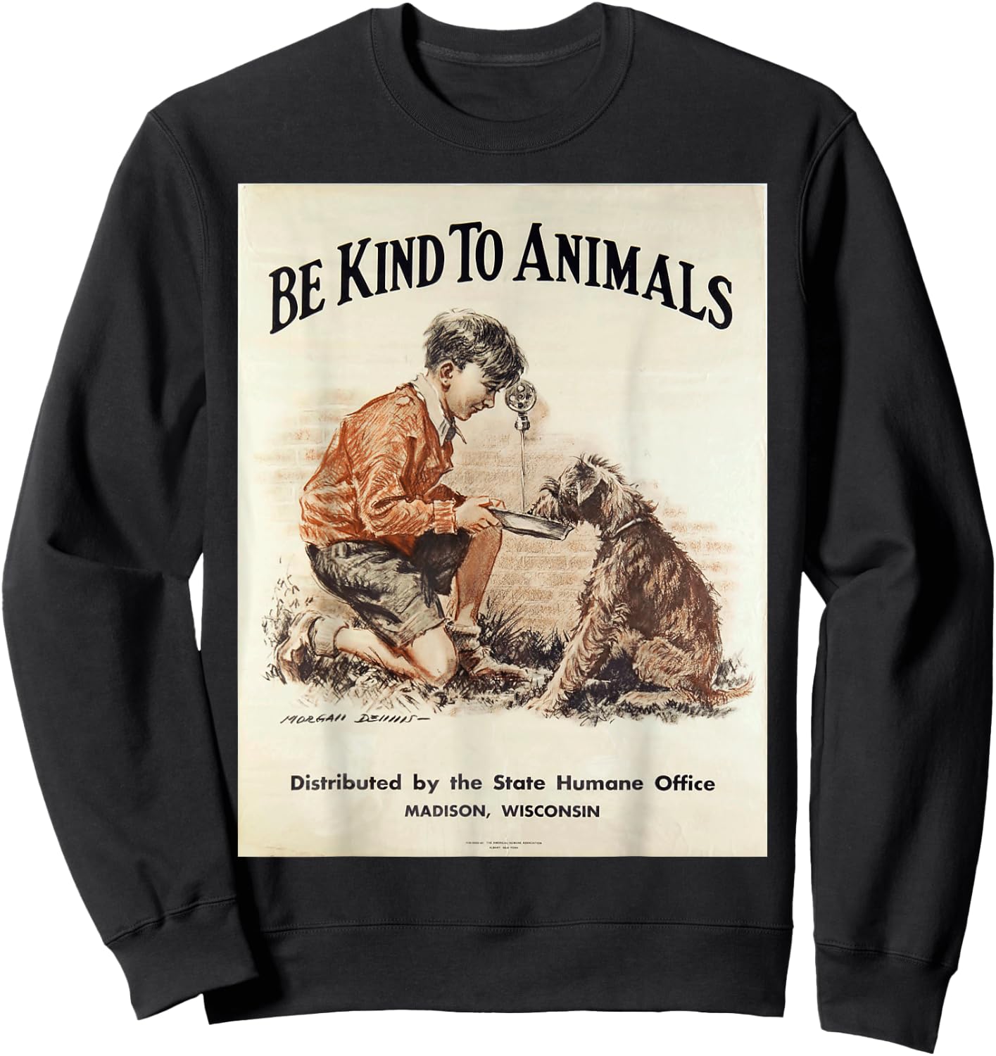 Be Kind To Animals Retro Vintage Sweatshirt - Sweatshirt | Black