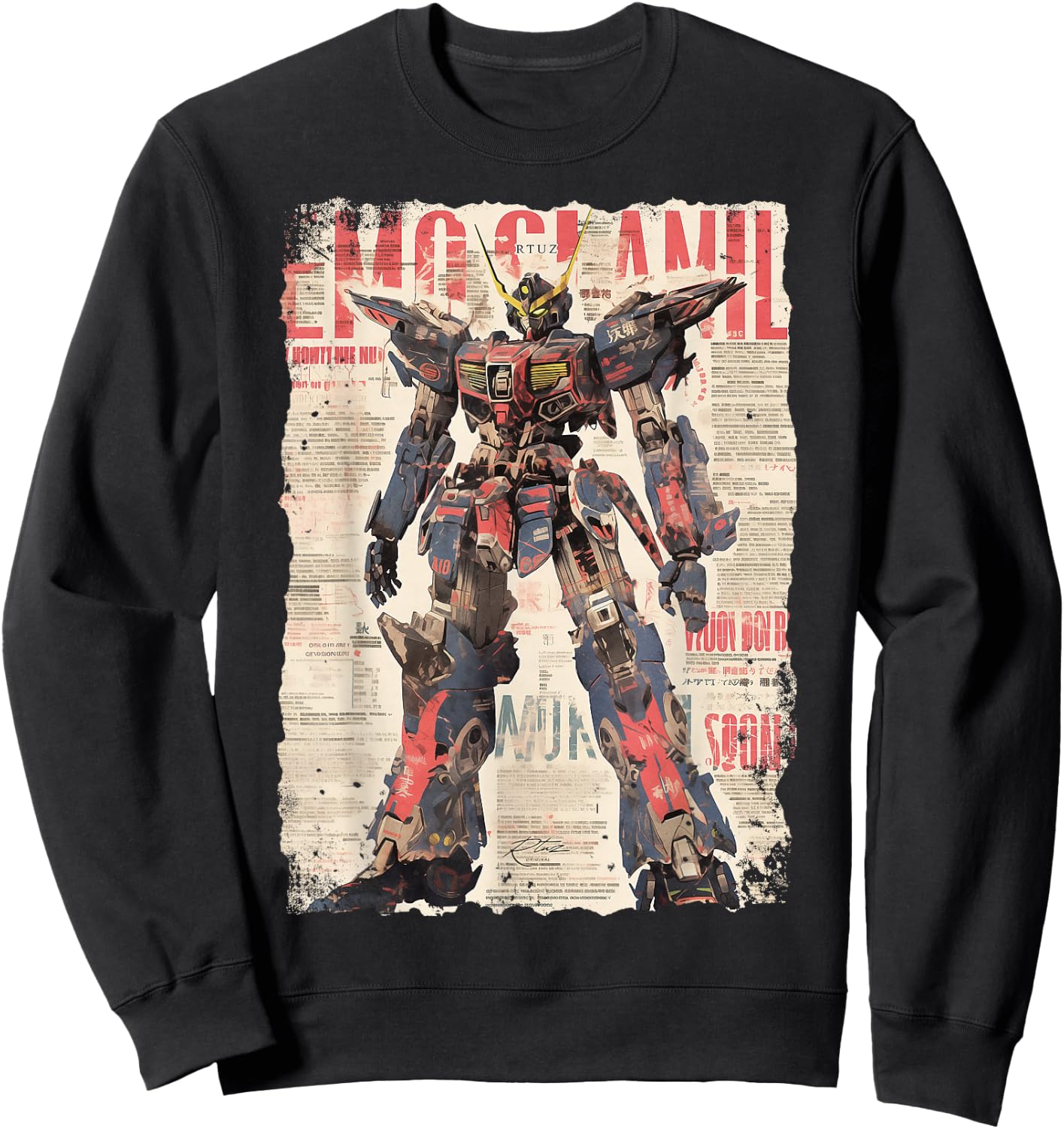 Hip Hop Y2K Vintage Hipster Edgy Urban Streetwear Robot Sweatshirt - Sweatshirt | Black