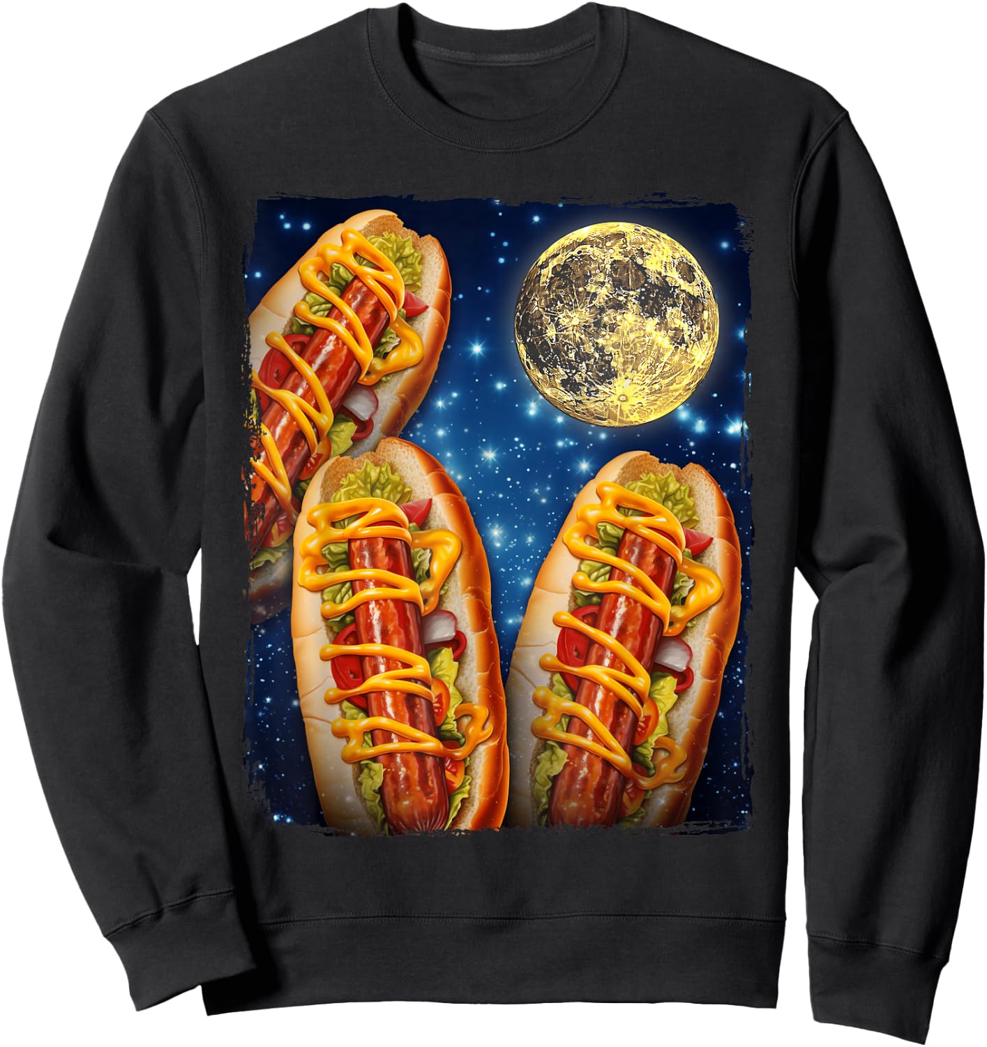 Hotdogs Howling Moon Hot Dogs Moon Sweatshirt - Sweatshirt | Black