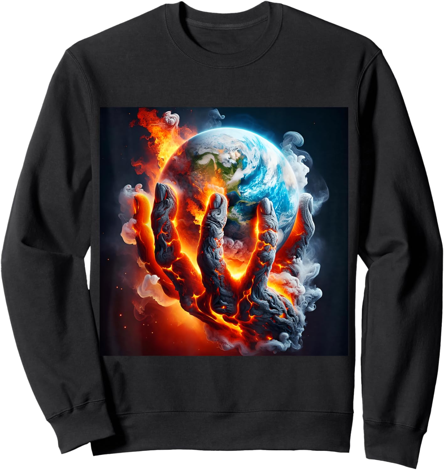 Fantasy Cute Hand Earth Lava Sweatshirt - Sweatshirt | Black