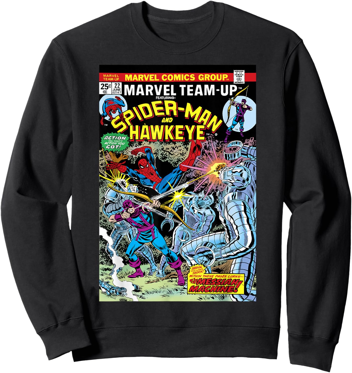 Marvel Team-Up Spider-Man & Hawkeye Comic Cover Small Sweatshirt - Sweatshirt | Black