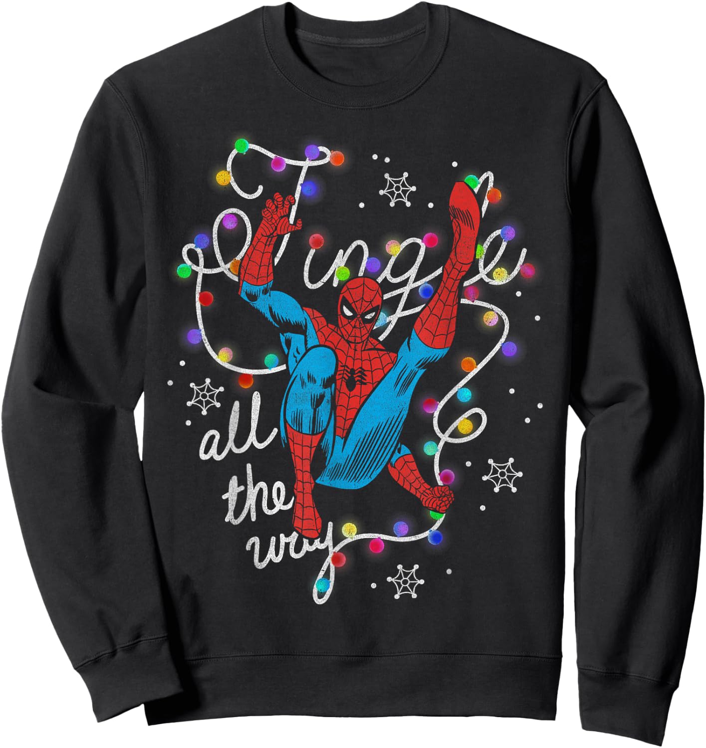 Marvel Christmas Spider-Man Jingle All The Way Action Pose Sweatshirt - Sweatshirt | Black