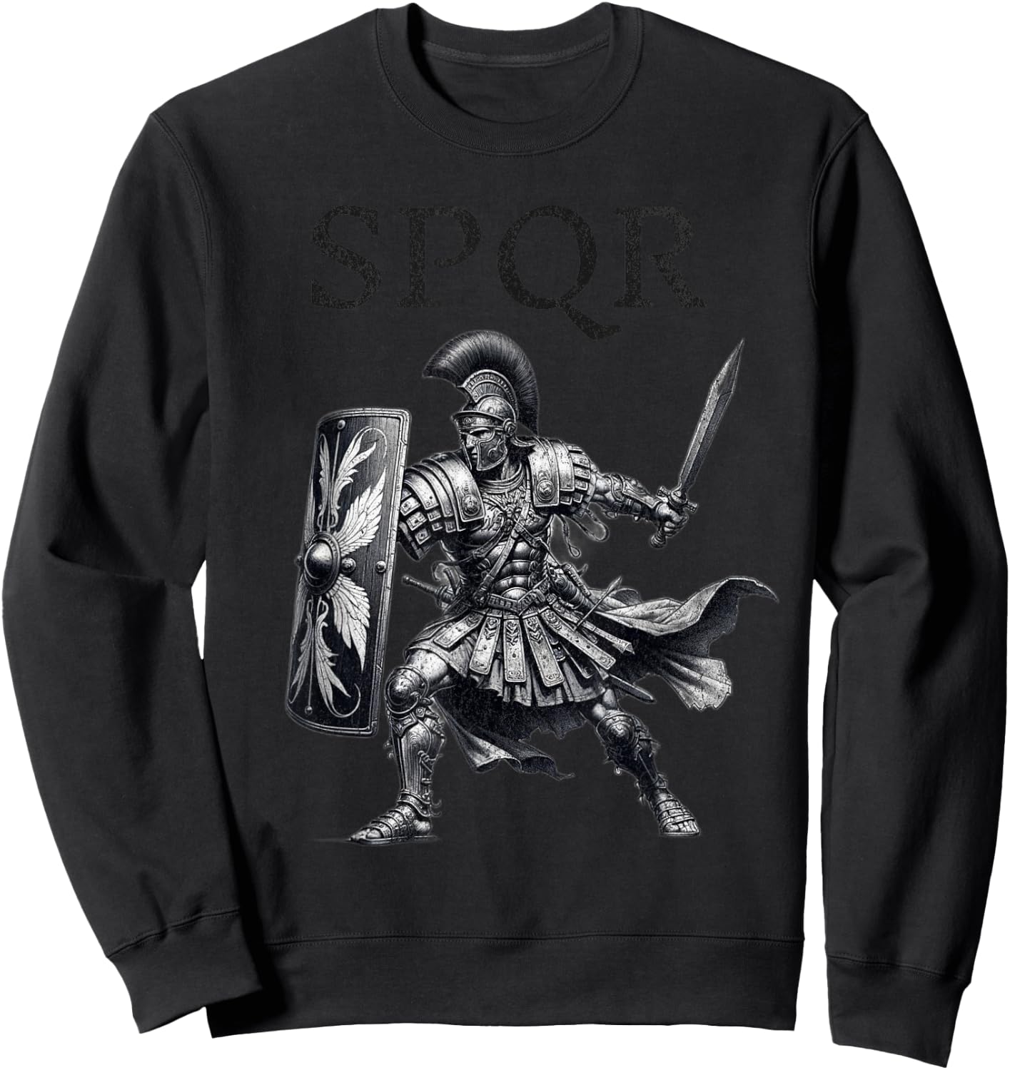 SPQR Roman Empire Gladiator Legion Centurion Soldier Warrior Sweatshirt - Sweatshirt | Black