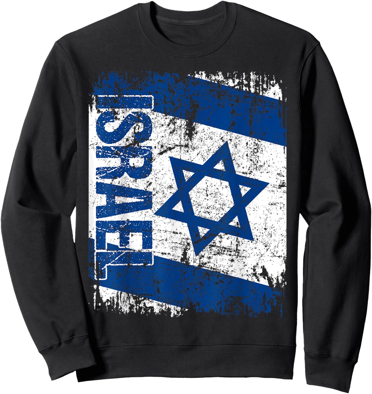 ISRAEL Flag Vintage Distressed ISRAEL Sweatshirt - Sweatshirt | Black