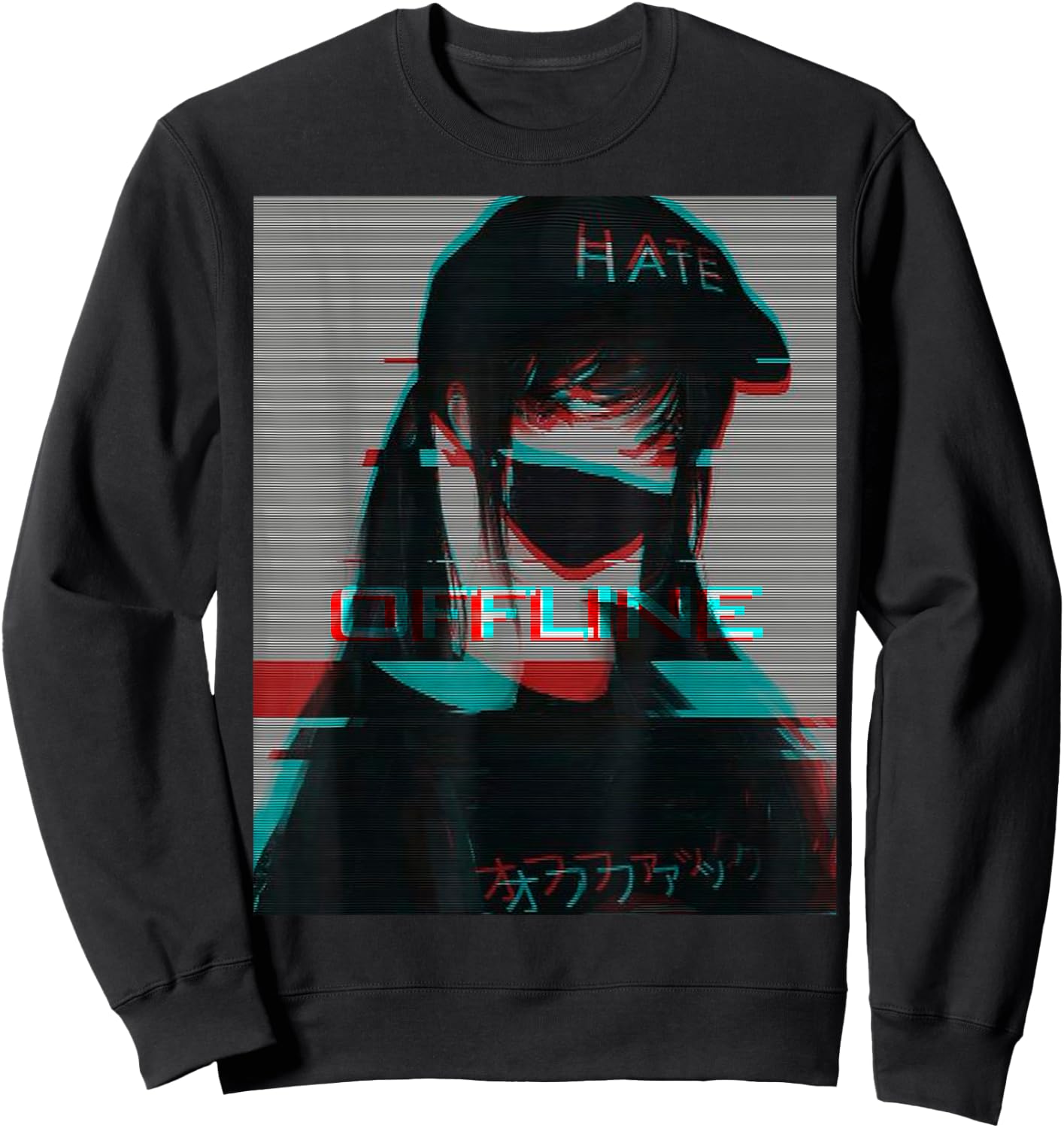 Aesthetic Vaporwave Japanese Futurism Anime Retro Hentai Sweatshirt - Sweatshirt | Black