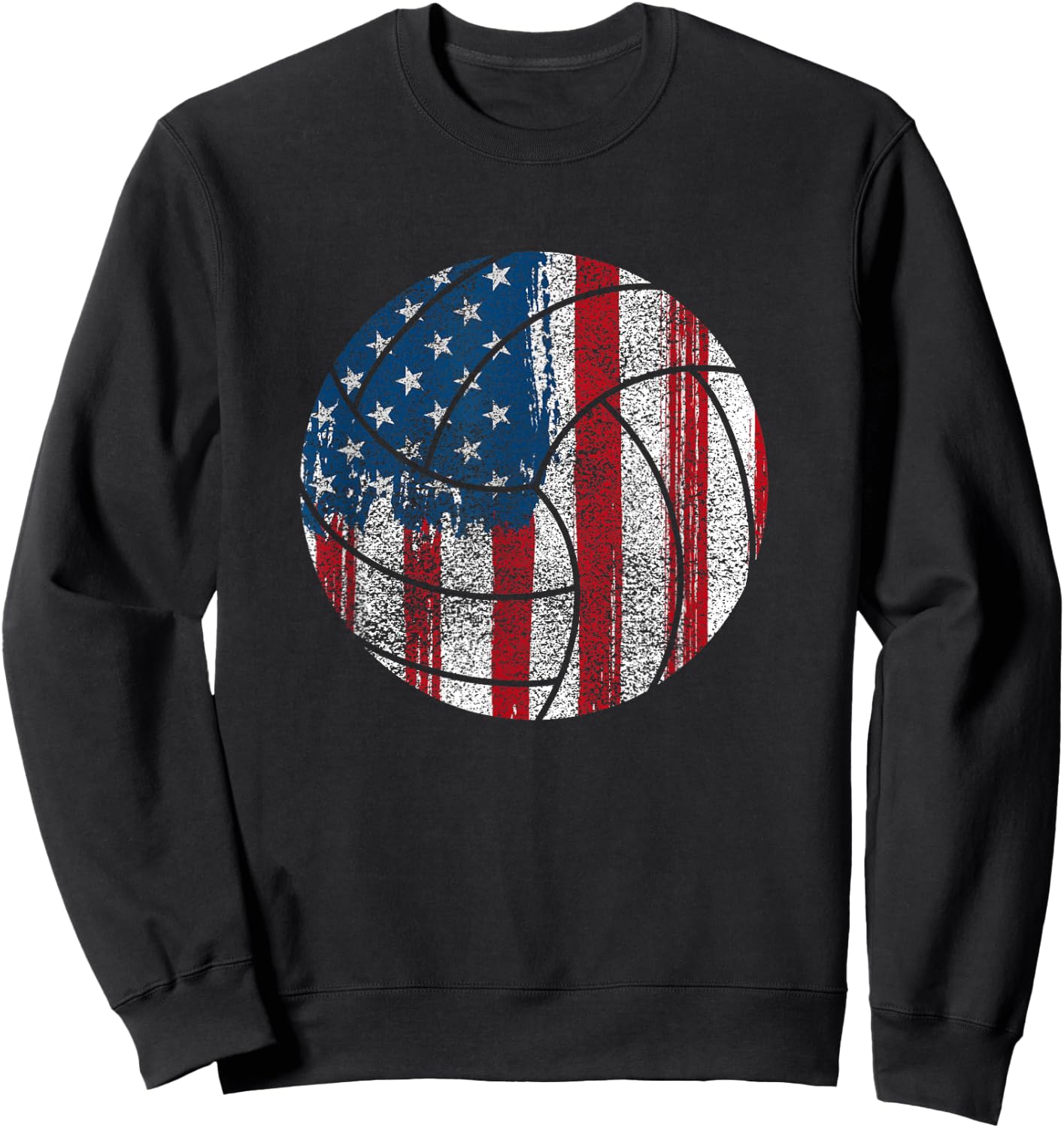 Patriotic Volleyball-American Flag Volleyball USA Sweatshirt - Sweatshirt | Black