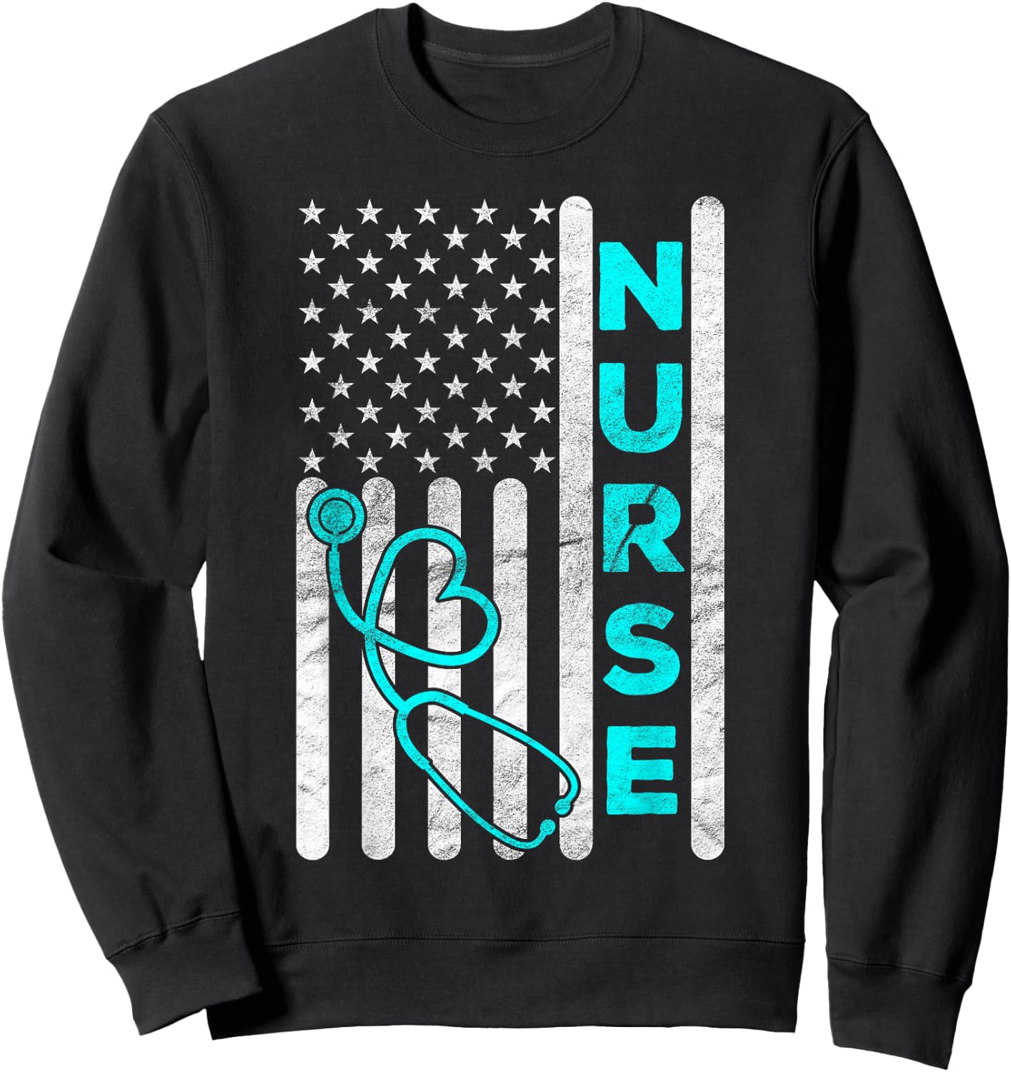 Nurse American Flag RN LPN CNA Stethoscope Graduation Gifts Sweatshirt - Sweatshirt | Black