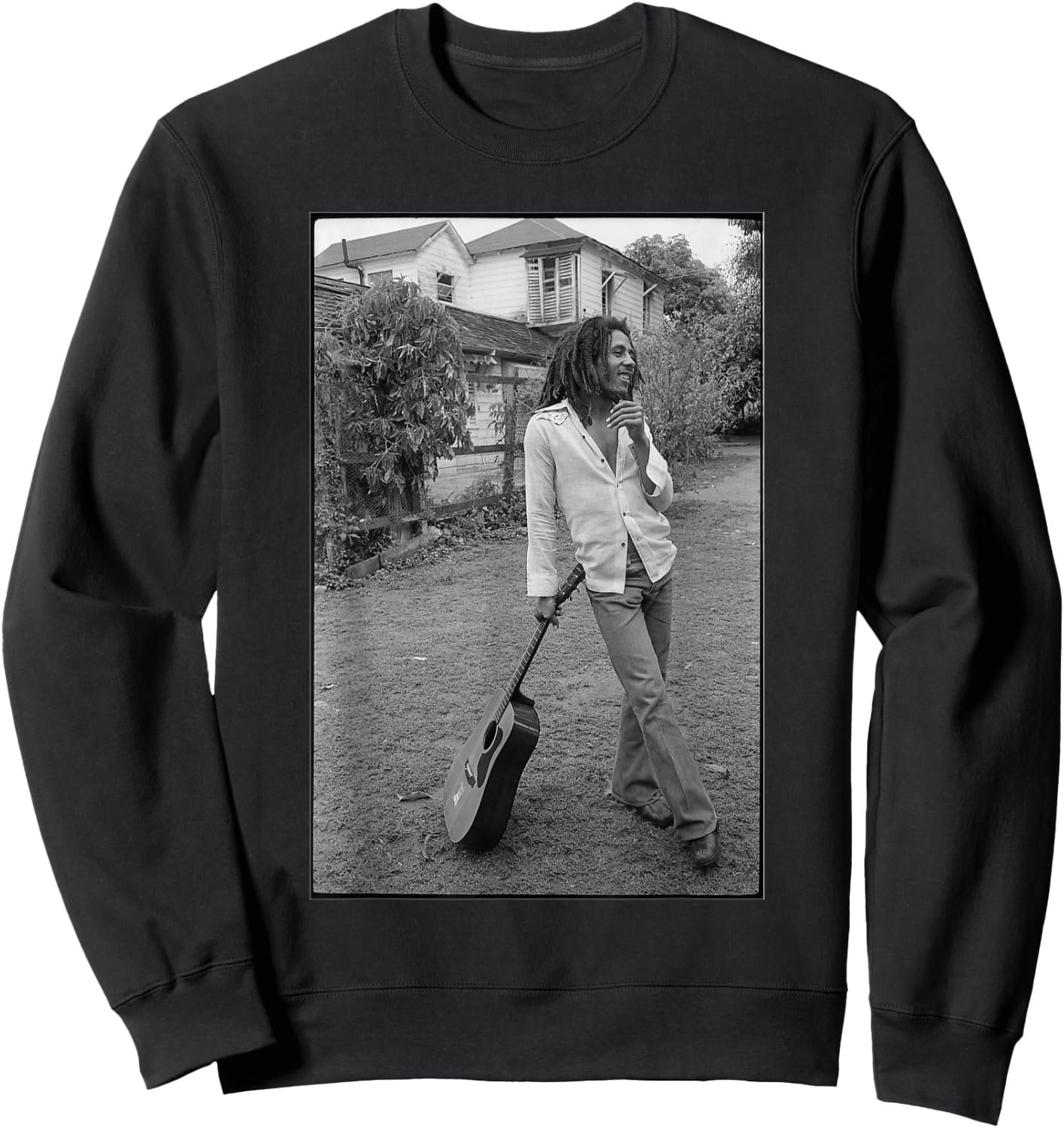 Bob Marley x David Burnett Black & White Guitar Photo Sweatshirt - Sweatshirt | Black