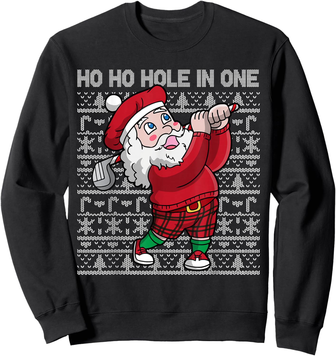 Christmas Golf Santa Claus Ho Ho Hole In One Golfing Sweatshirt - Sweatshirt | Black