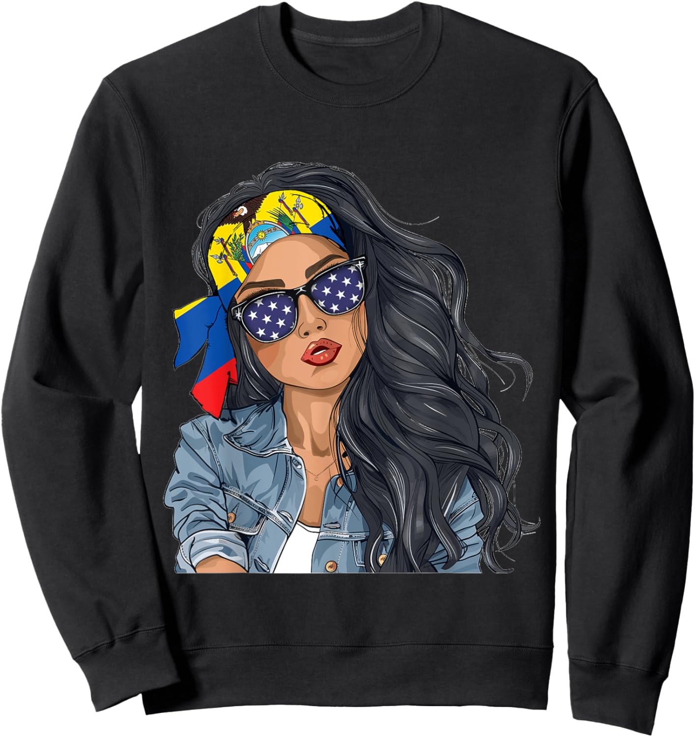 Ecuadorian Woman Products Flag Uniform American Ecuador Sweatshirt - Sweatshirt | Black