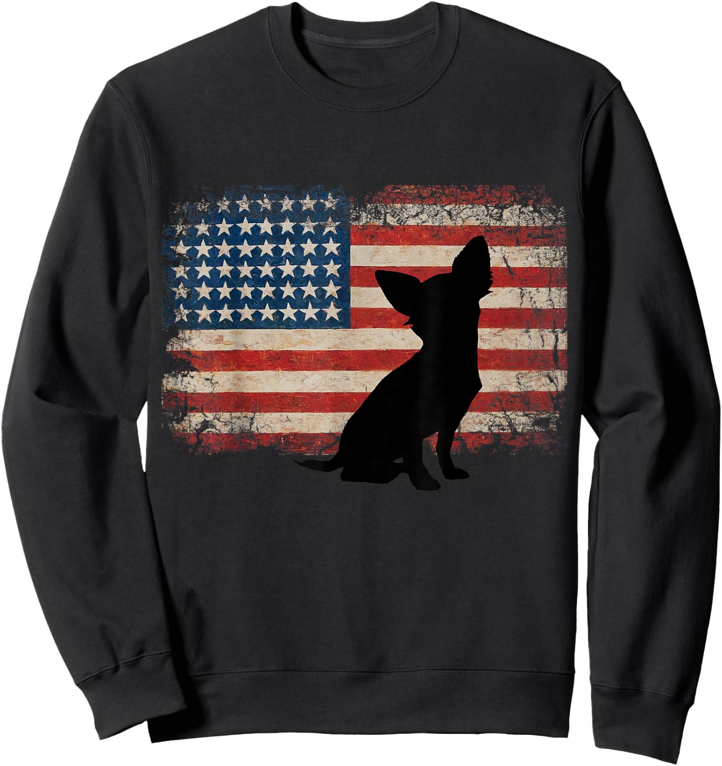 Chihuahua American Flag Love Chihuahua USA Flag Sweatshirt - Sweatshirt | Black