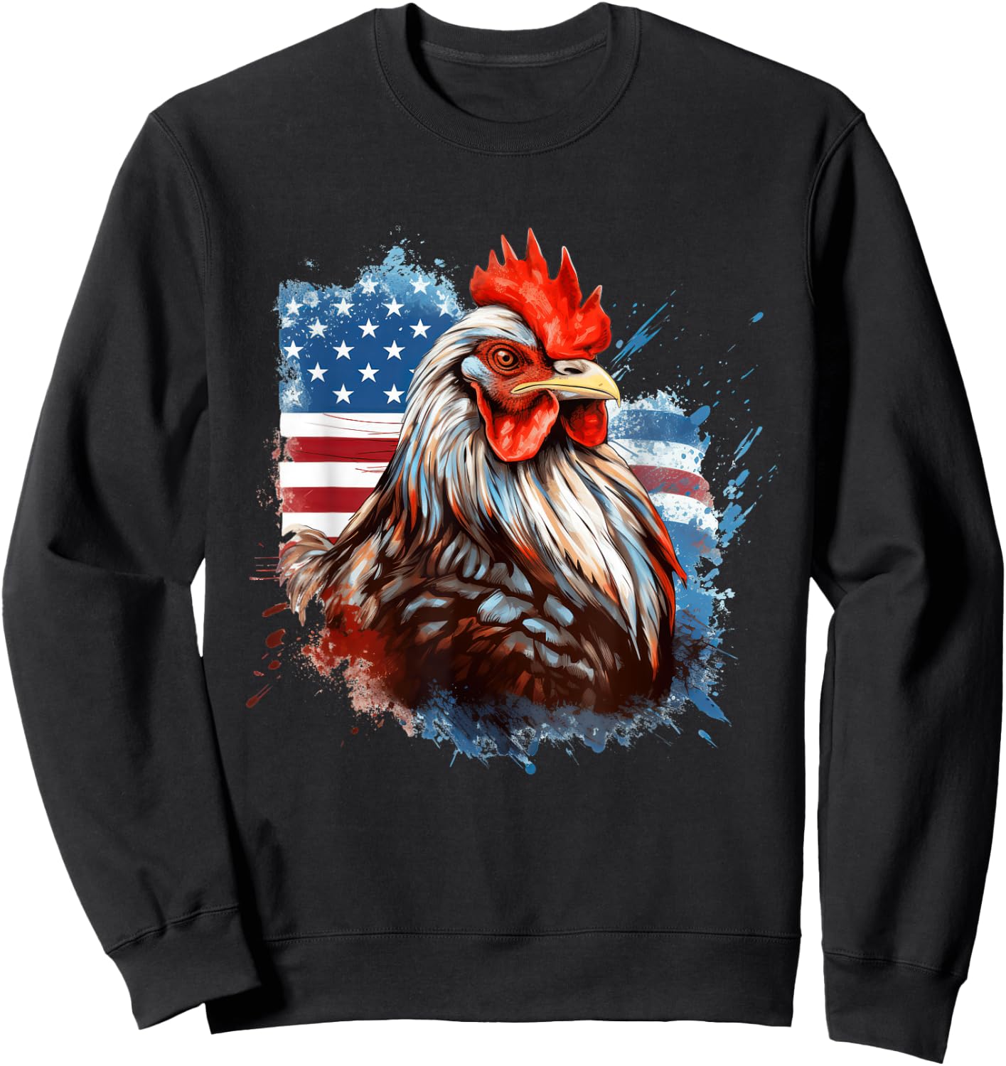 Chicken American Flag Sweatshirt - Sweatshirt | Black