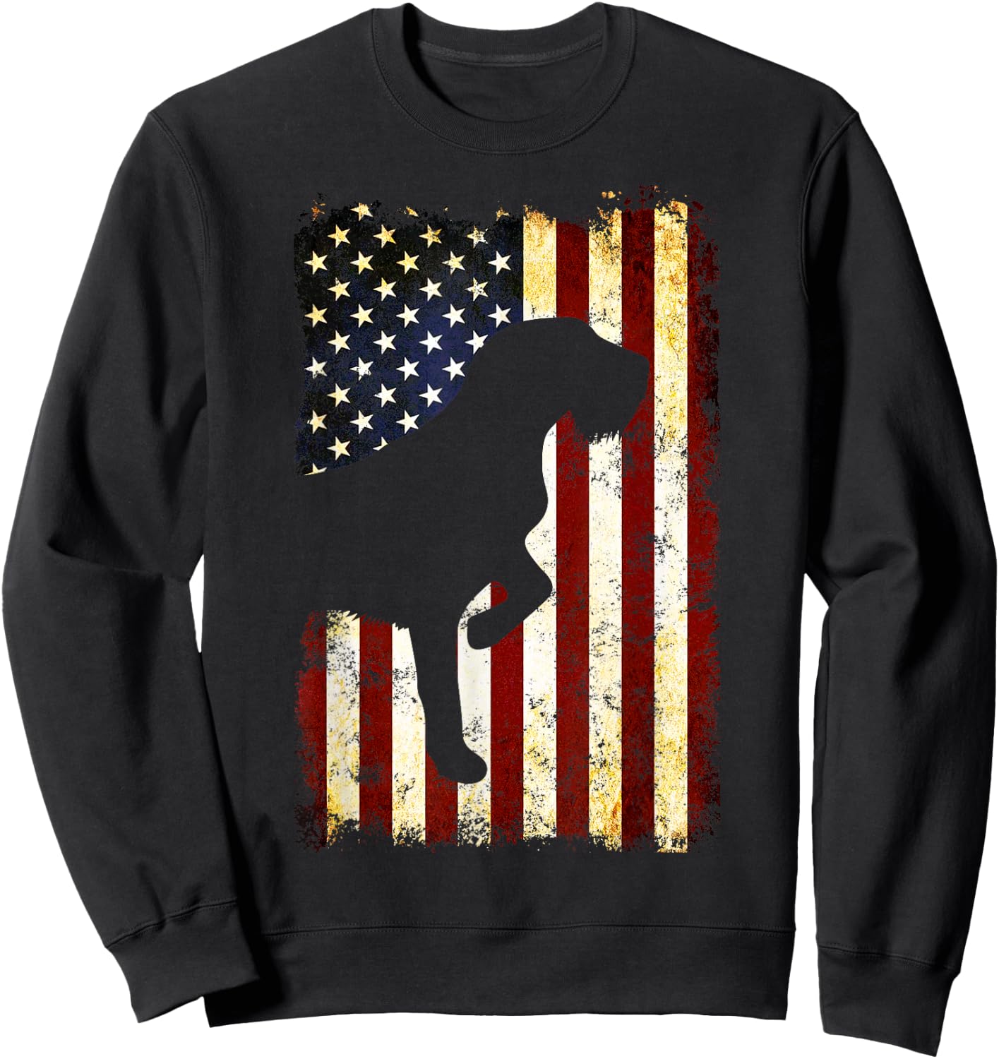 Wirehaired Pointing Griffon Silhouette American Flag Sweatshirt - Sweatshirt | Black