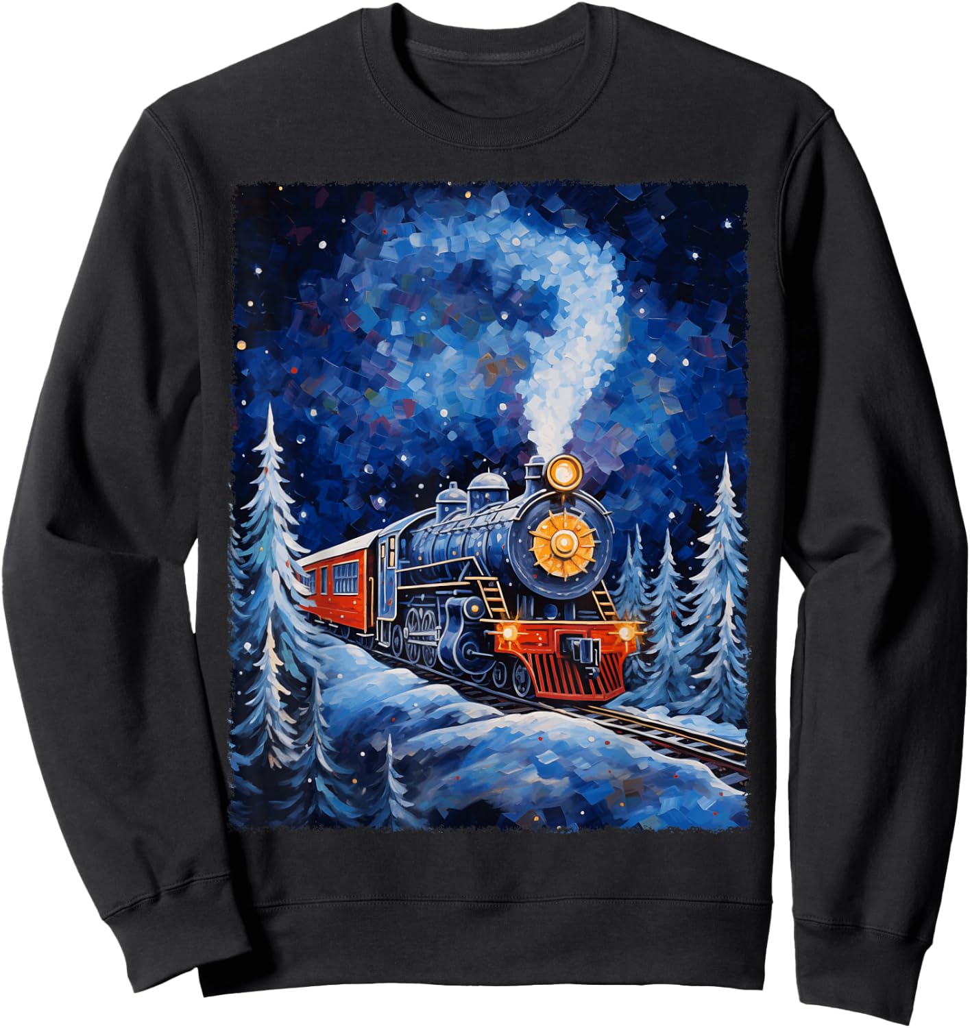 Steam Locomotive Van Gogh Style Sweatshirt - Sweatshirt | Black