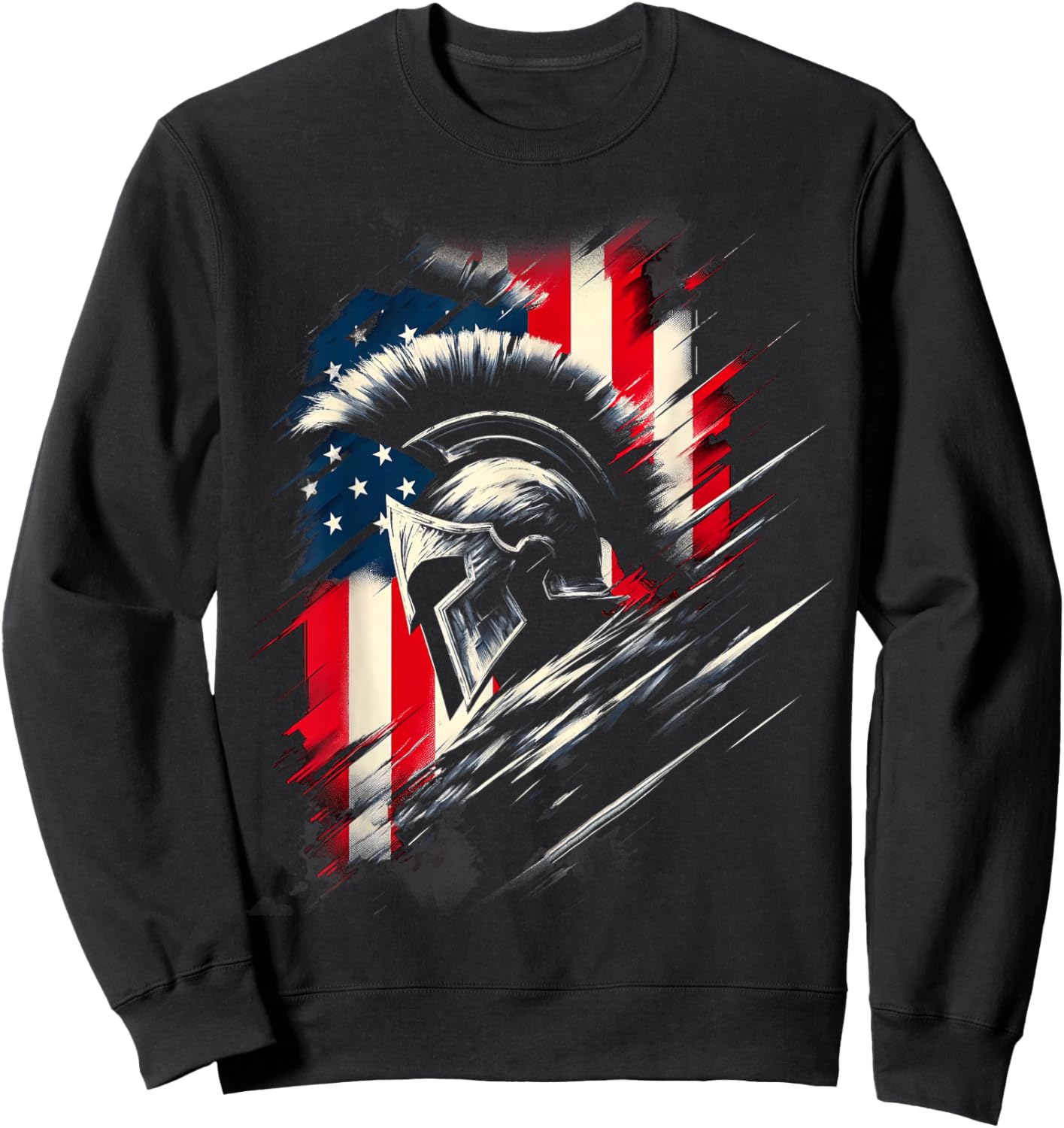 Spartan Patriotic Molon Labe American Flag Spartan USA Greek Sweatshirt - Sweatshirt | Black
