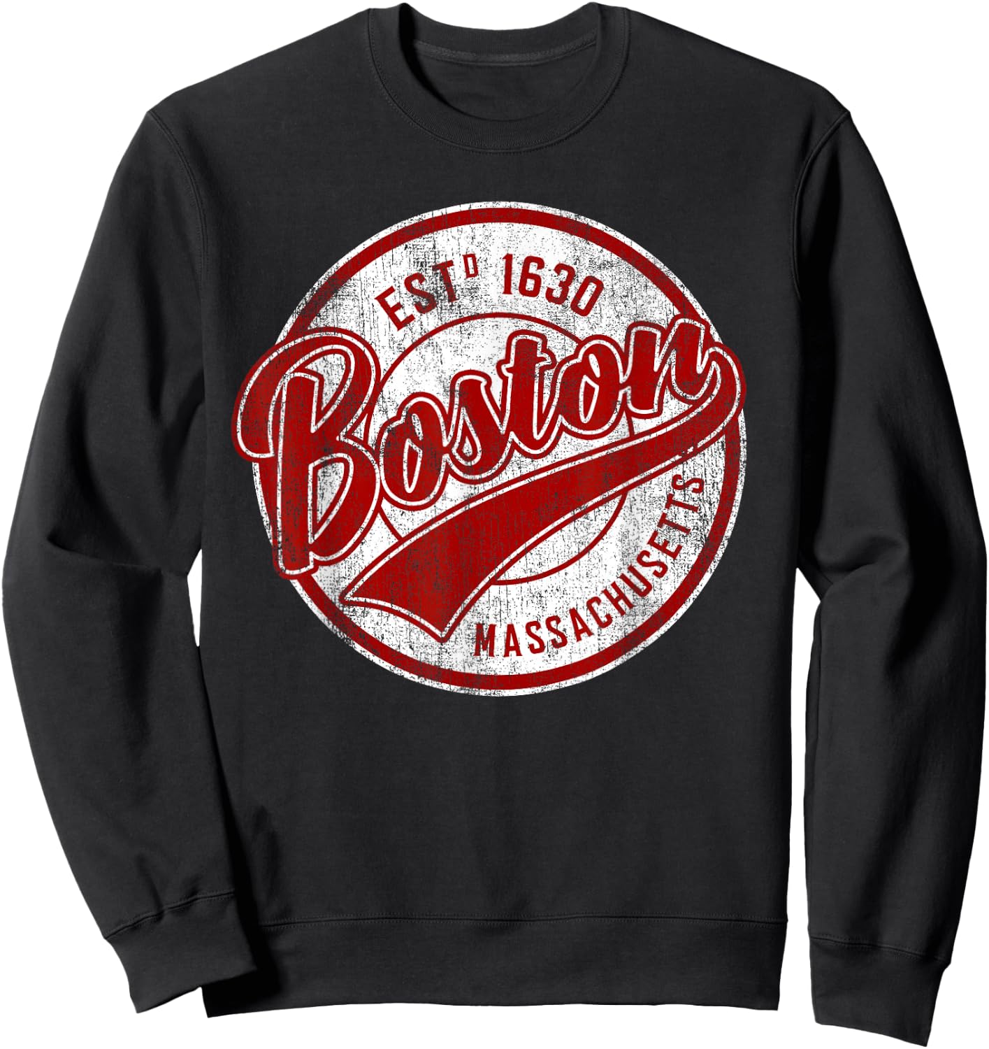 Distressed Vintage Boston Massachusetts Sports Gift Sweatshirt - Sweatshirt | Black