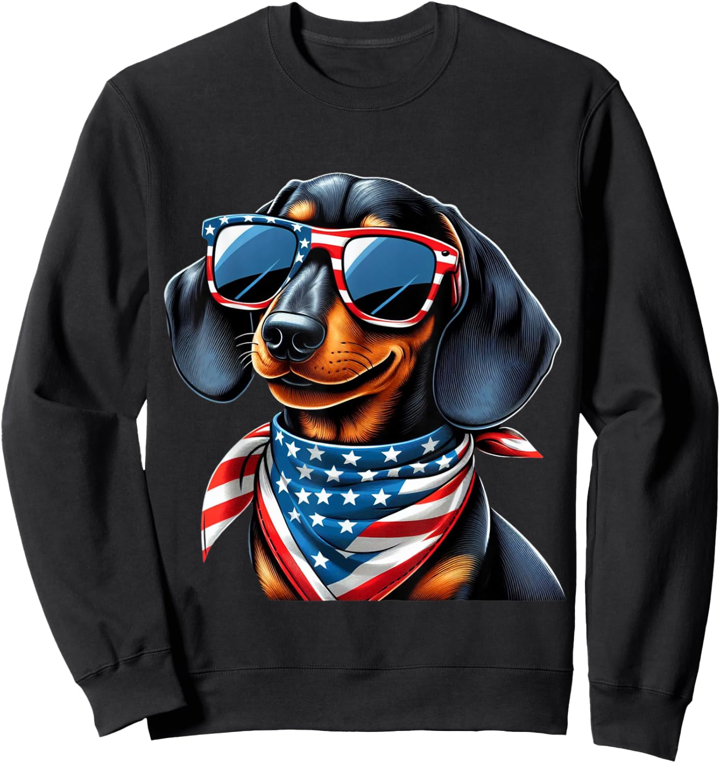 Dachshund 4th of July Dog Men Women Kids Boys Girls Children Sweatshirt - Sweatshirt | Black