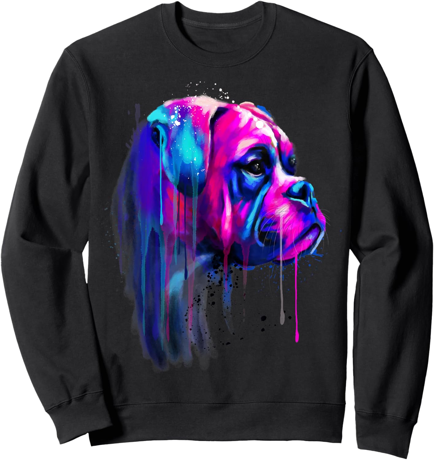 Colorful Boxer Dog Art Watercolor Sweatshirt - Sweatshirt | Black
