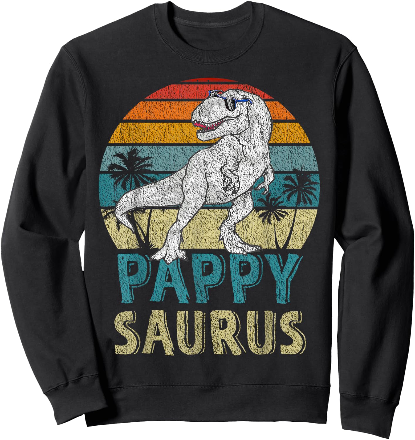 Pappysaurus T Rex Dinosaur Pappy Saurus Family Matching Sweatshirt - Sweatshirt | Black