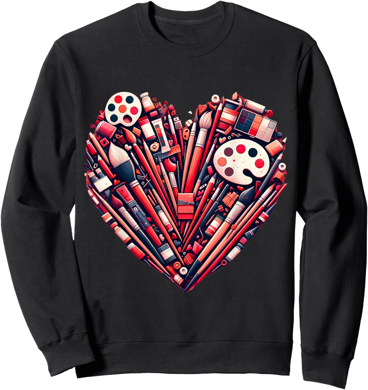 Art Teacher Valentine Heart Sweatshirt - Sweatshirt | Black