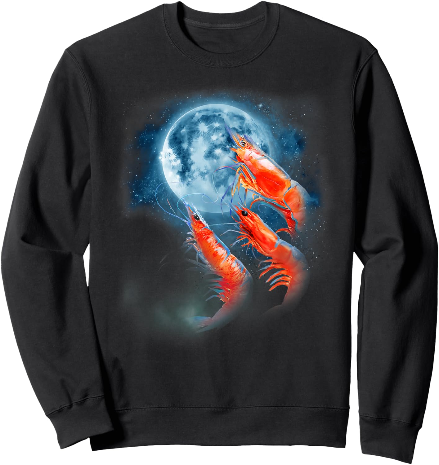 Funny Prawn Shirt - Shrimp Shirt - Howling at the Moon Sweatshirt - Sweatshirt | Black