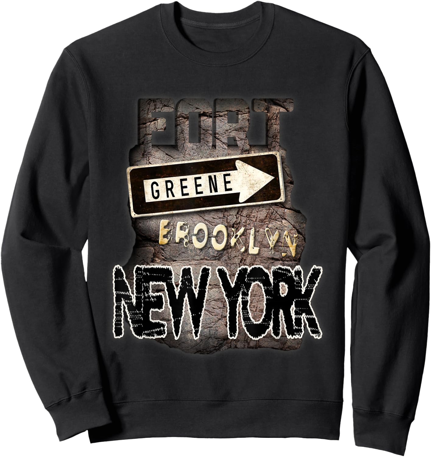 Fort Greene Brooklyn New York Graphic Art Sweatshirt - Sweatshirt | Black