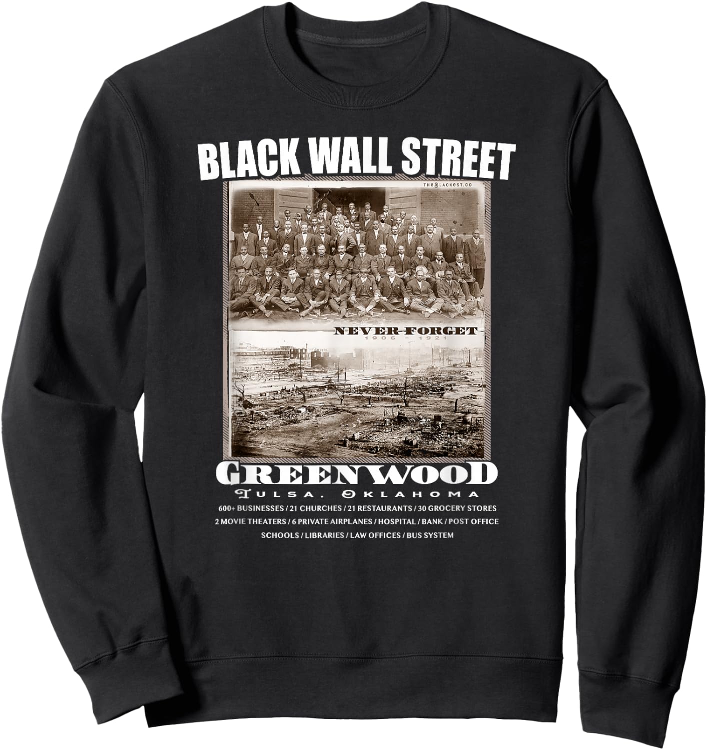 Black Wall Street - Vintage History Before And After Photos Sweatshirt - Sweatshirt | Black