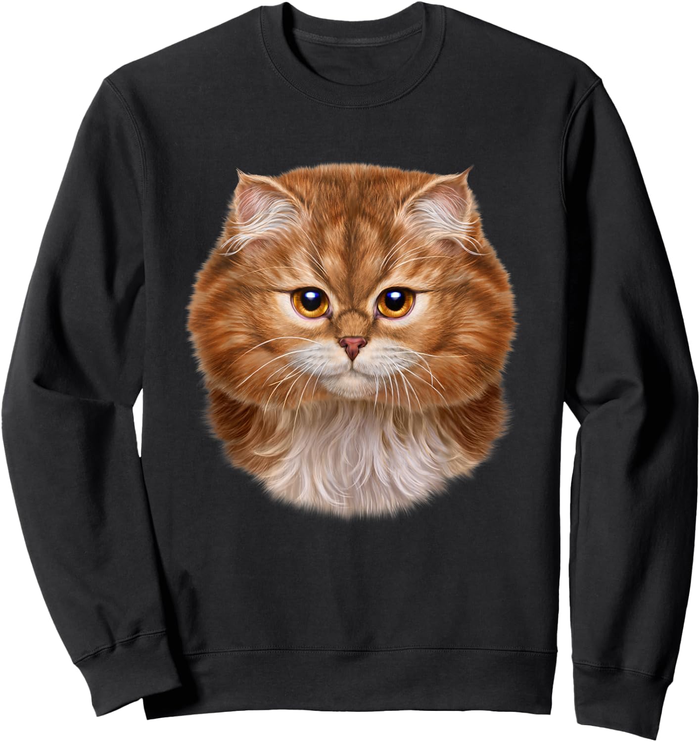 Fluffy Orange Cat Face Sweatshirt - Sweatshirt | Black