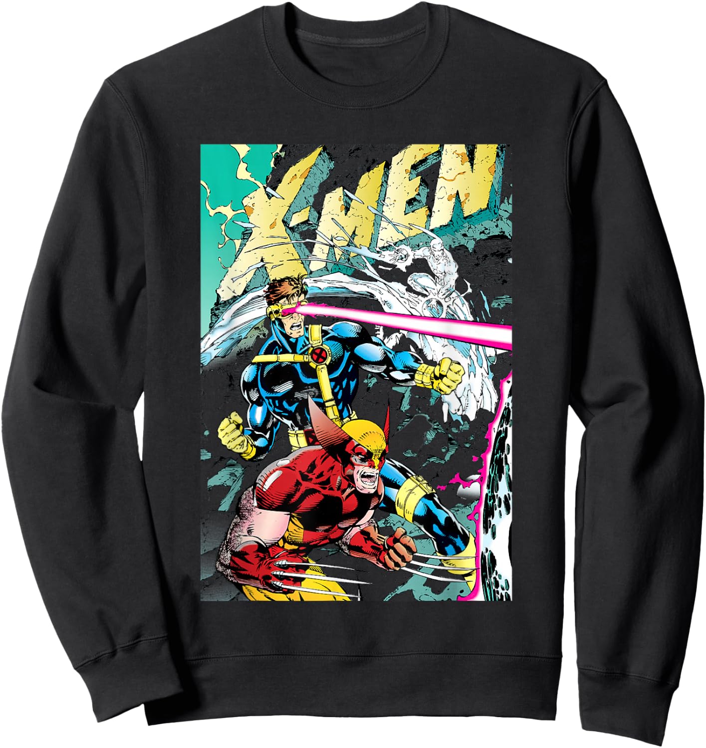 Marvel X-Men Wolverine & Cyclops Fighting Side by Side V2 Sweatshirt - Sweatshirt | Black