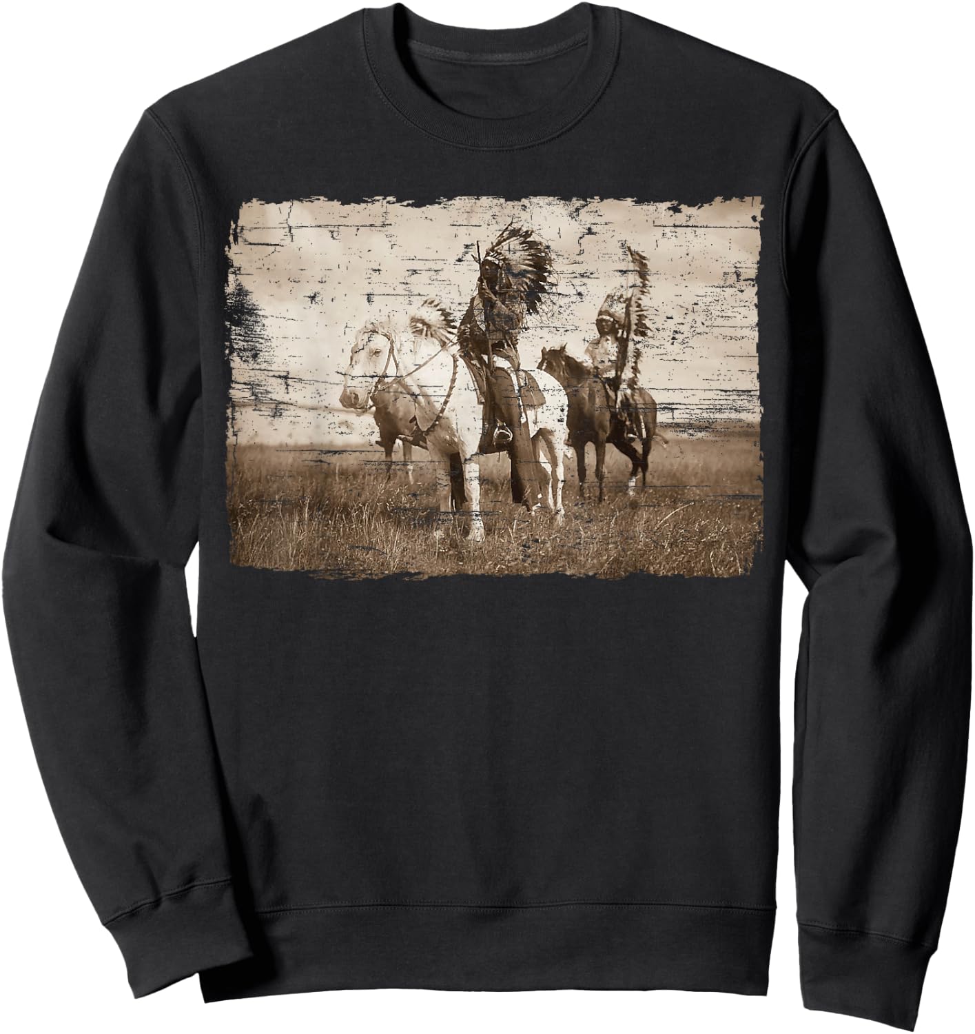 Native American Chief Head Indians Warbonnets Headdress Sweatshirt - Sweatshirt | Black