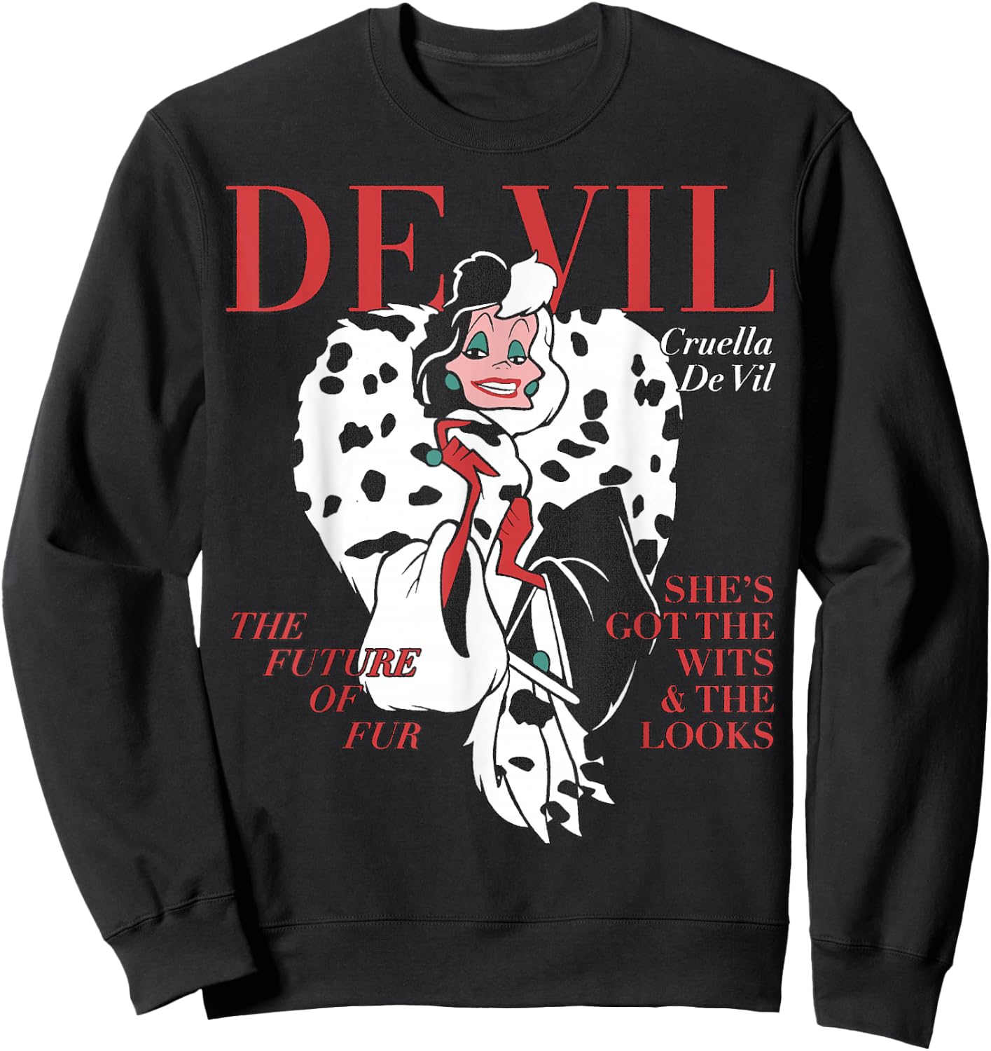 Disney Villains Cruella De Vil Magazine Cover Small Sweatshirt - Sweatshirt | Black